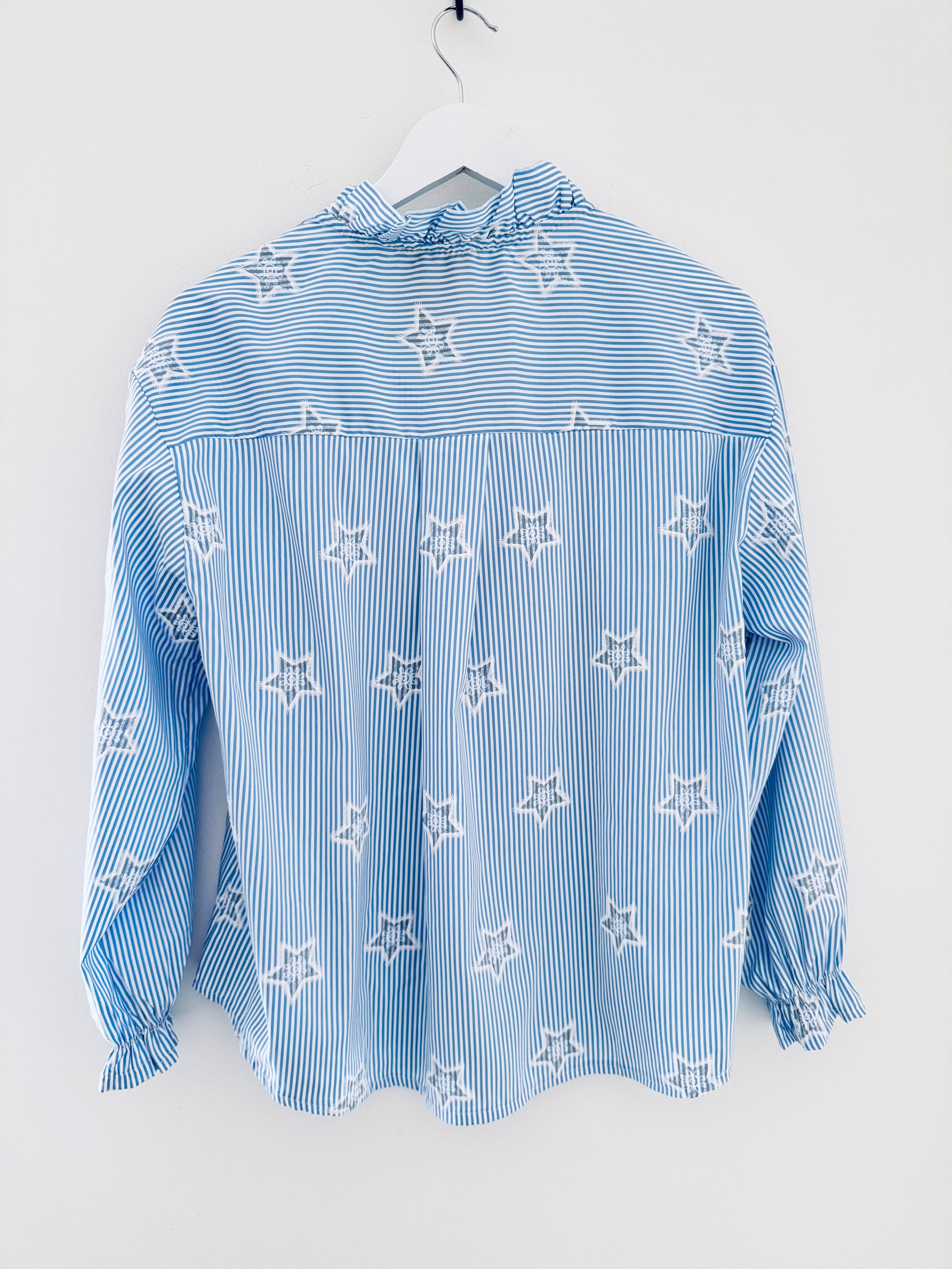 Crisp Blue & White Stripe Shirt with Stars