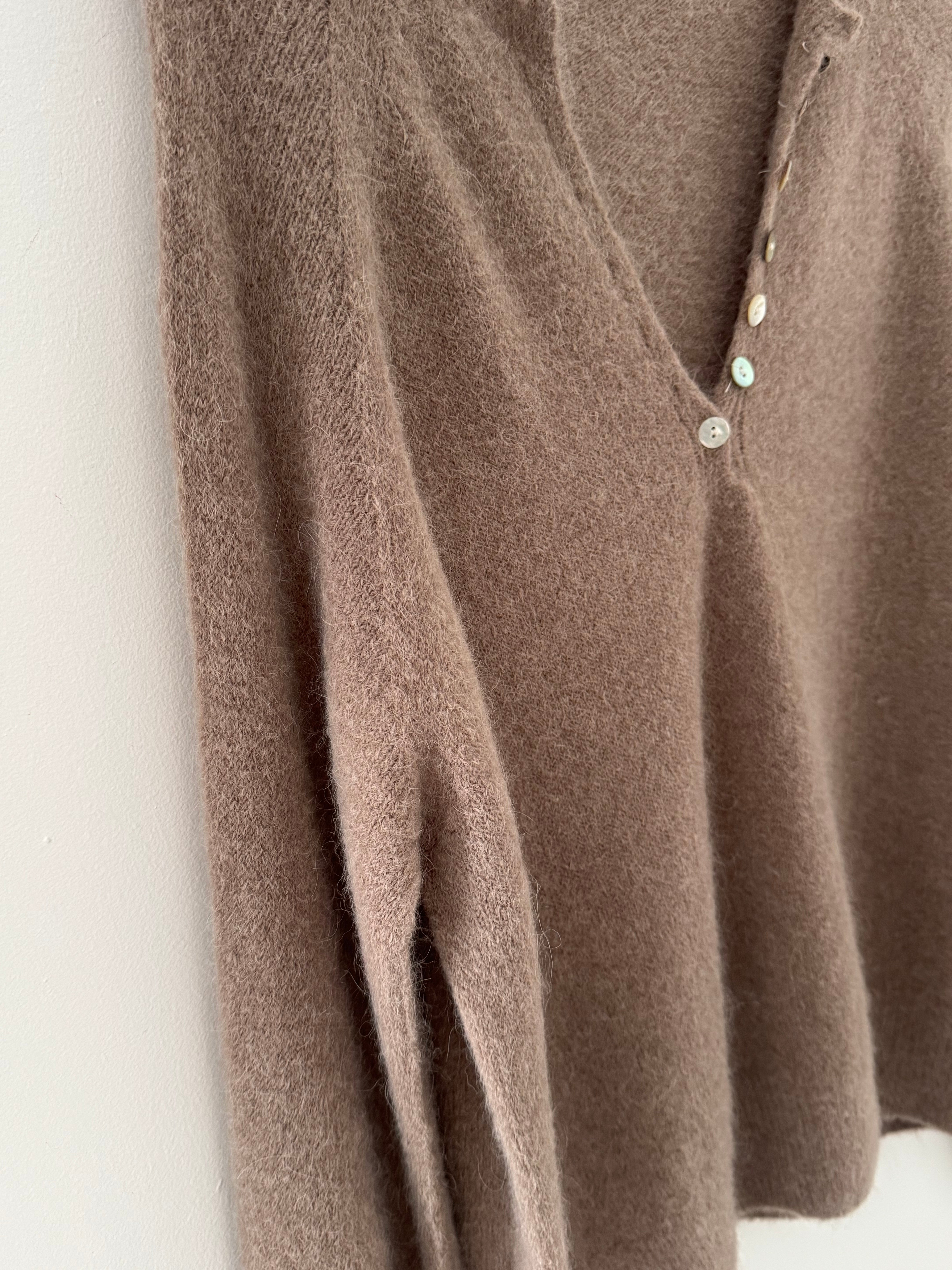 Softie Jumper with Button Neck in Soft Mocha
