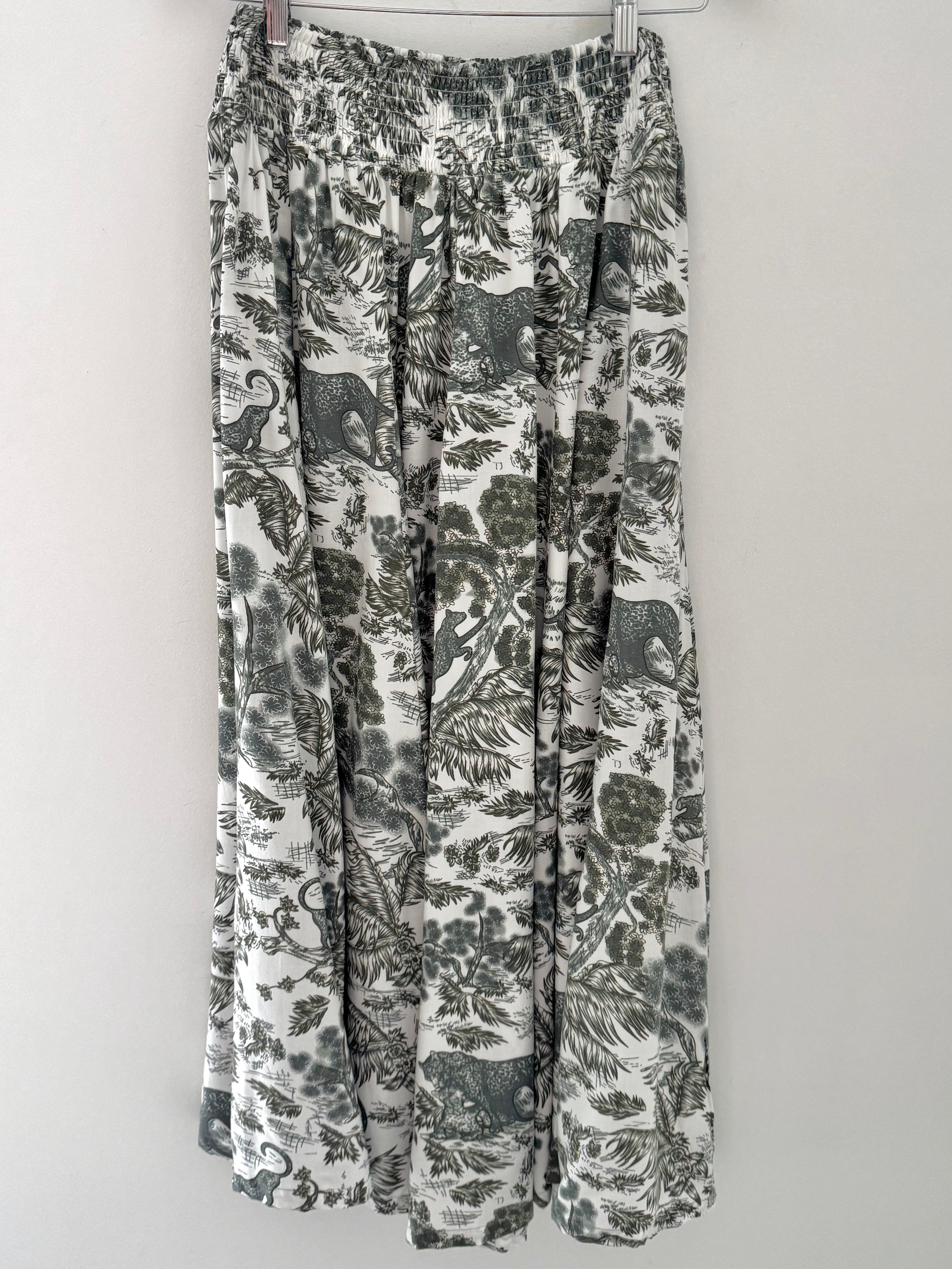 Wide Leg Trousers in Khaki Jungle Print