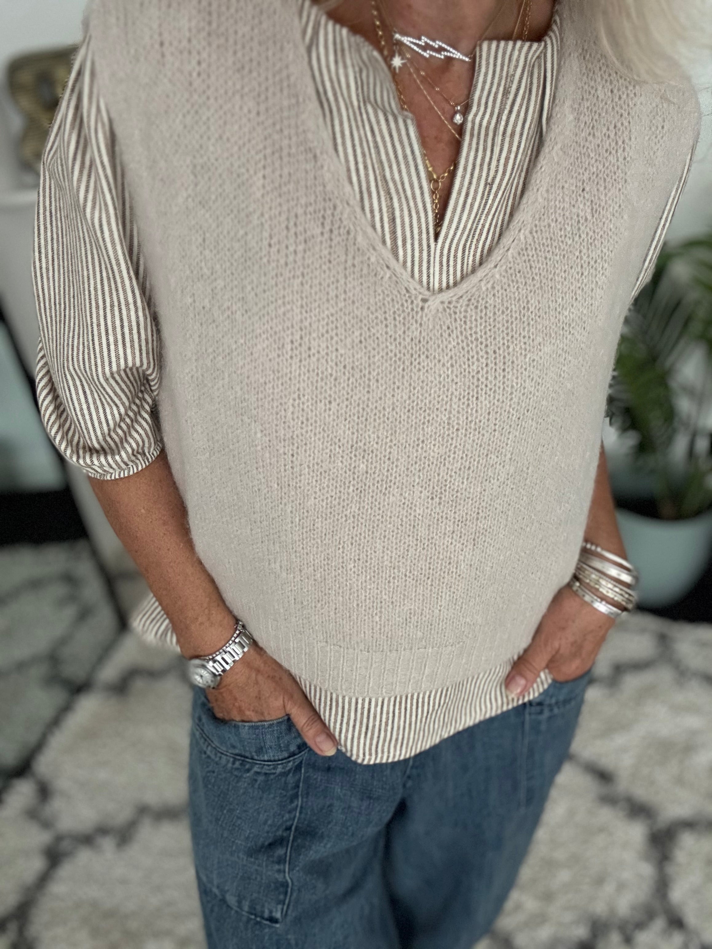 Neat Mohair Tank in Stone