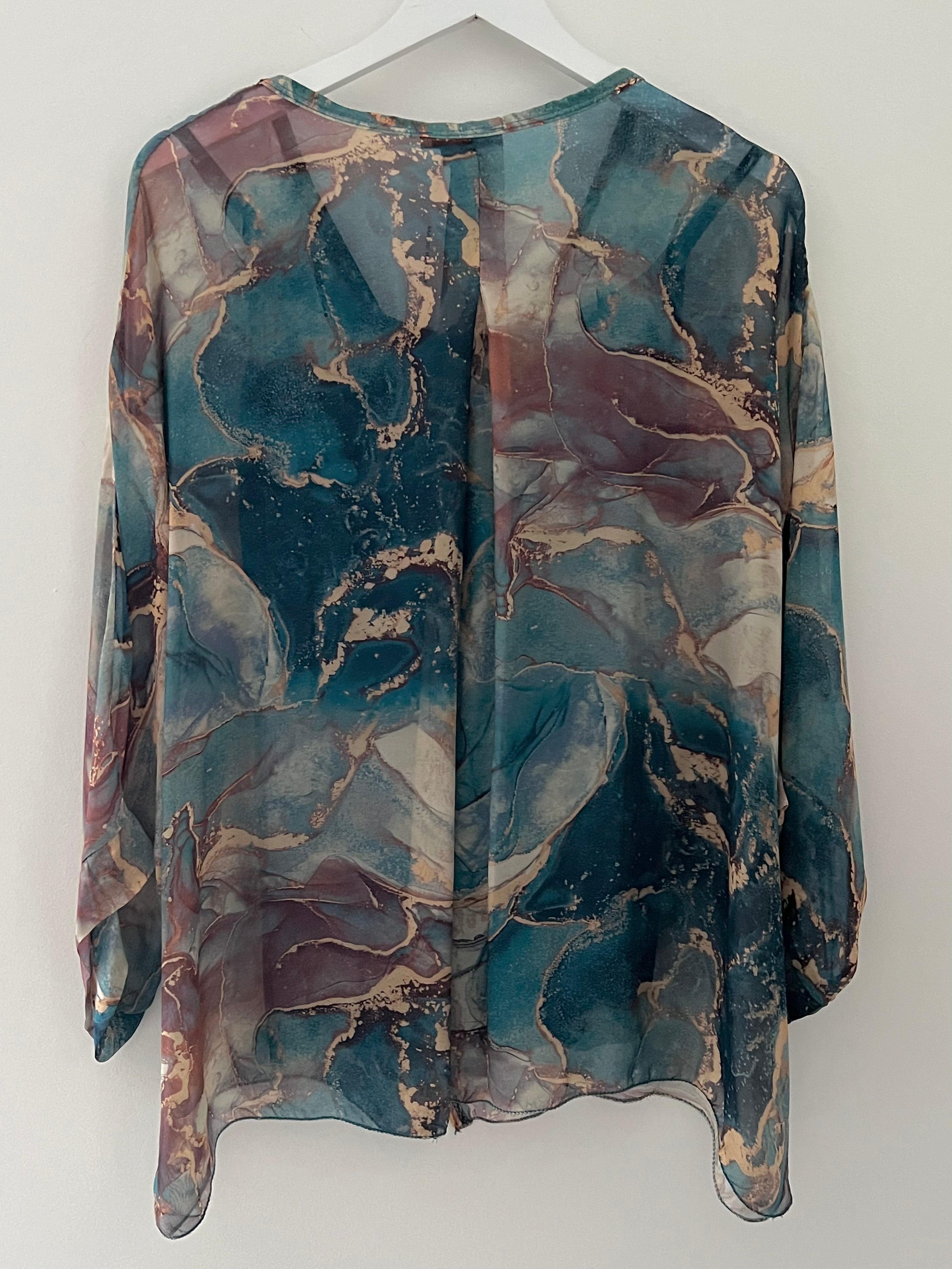 Silk Blouse & Cami in Shades of Teal