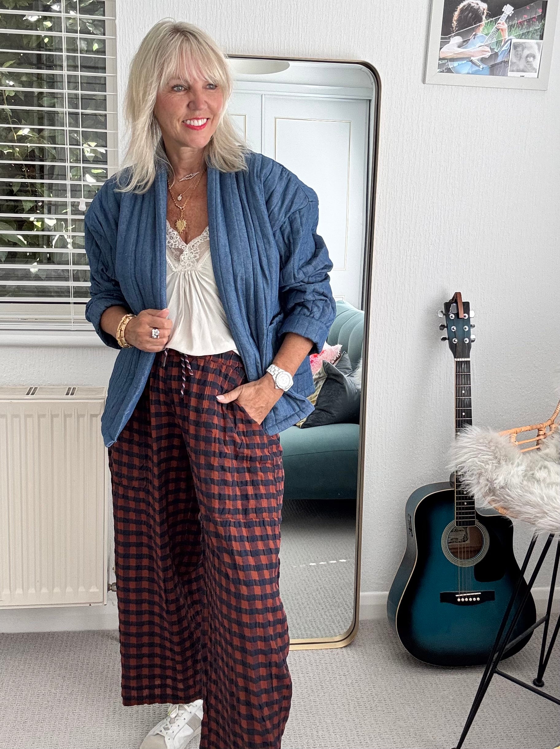 Quilted Kimono Jacket in Chambray