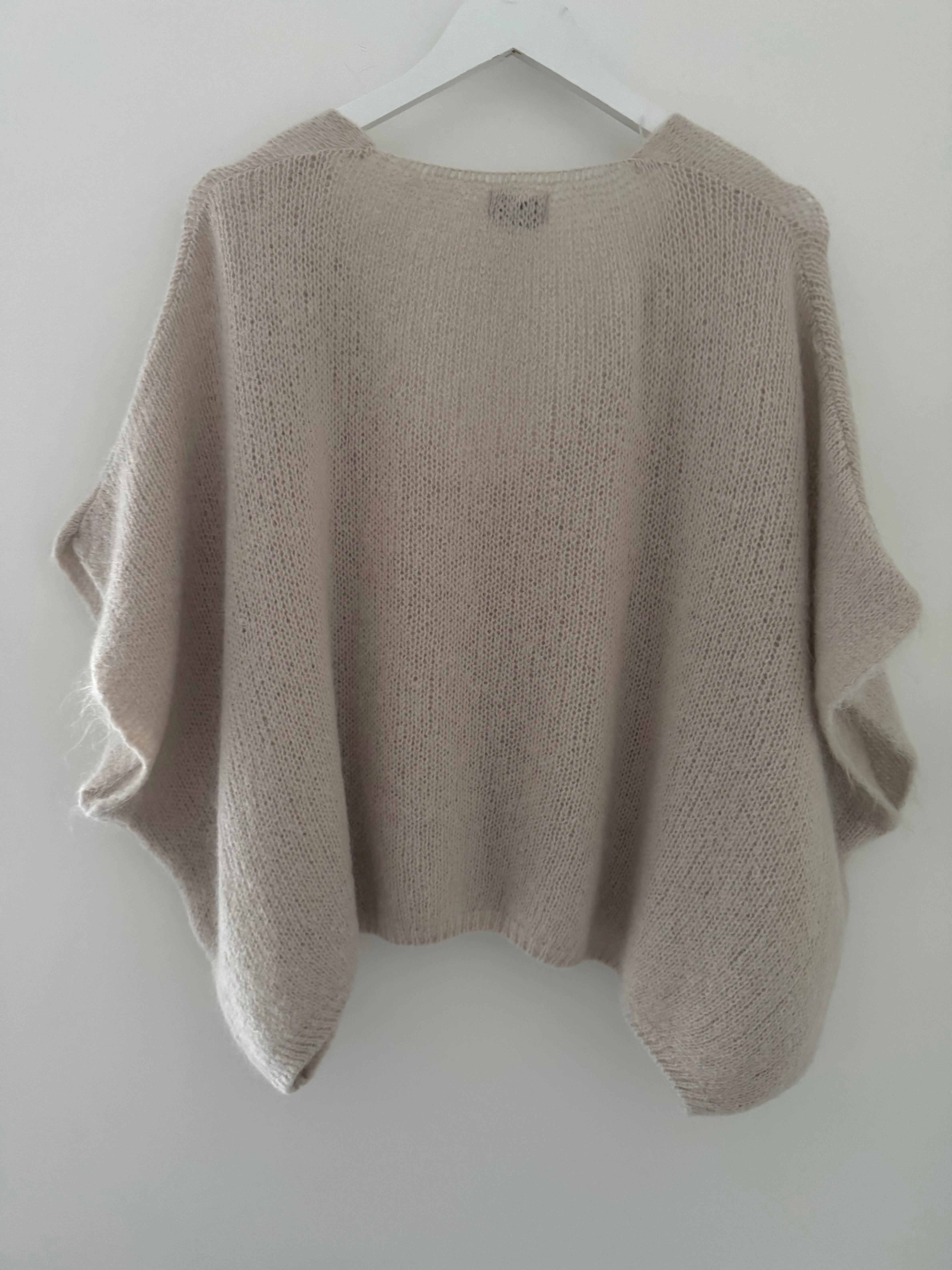Mohair V Neck Tank in Stone