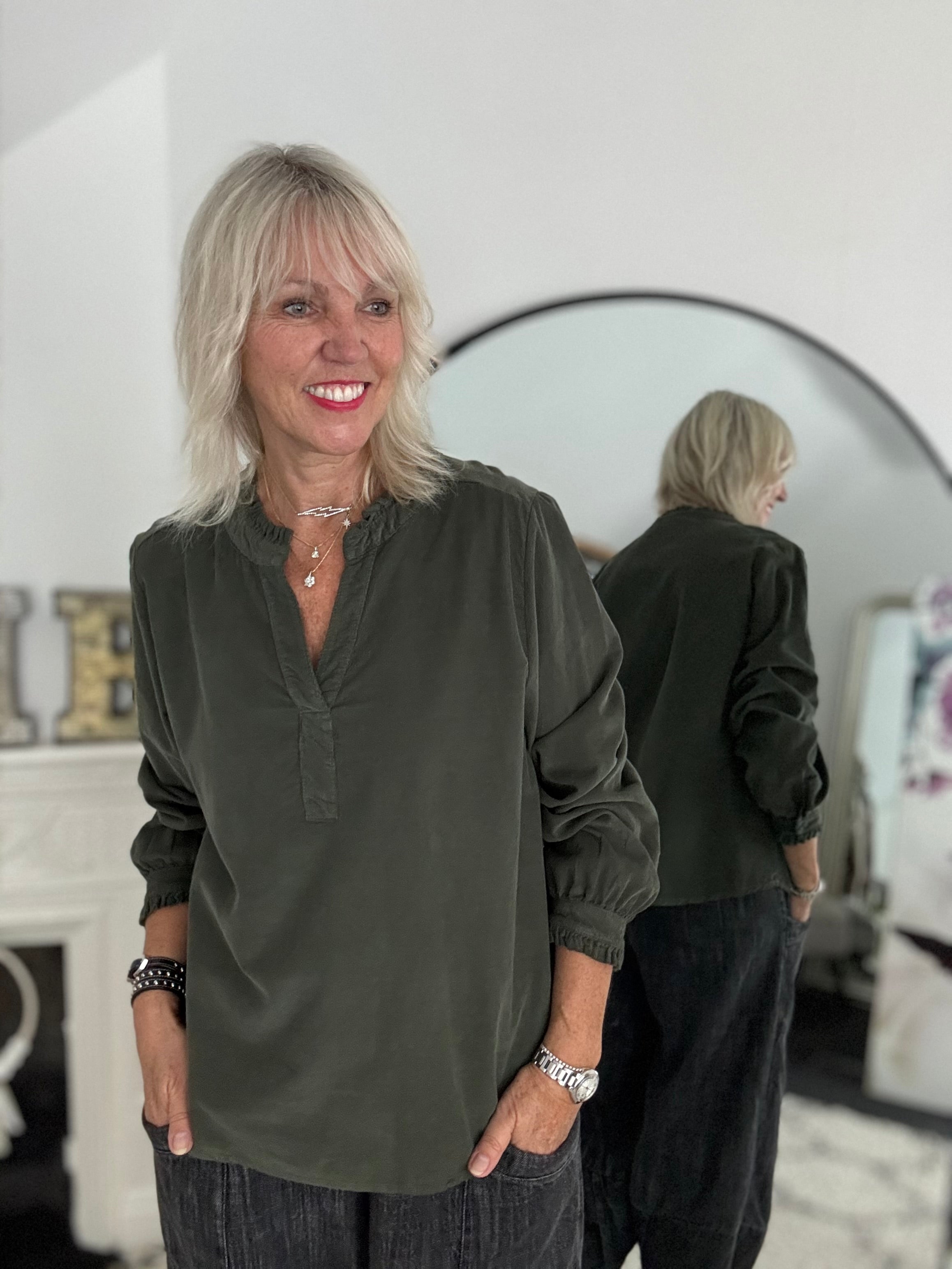 Soft Fine Cord Shirt in Khaki