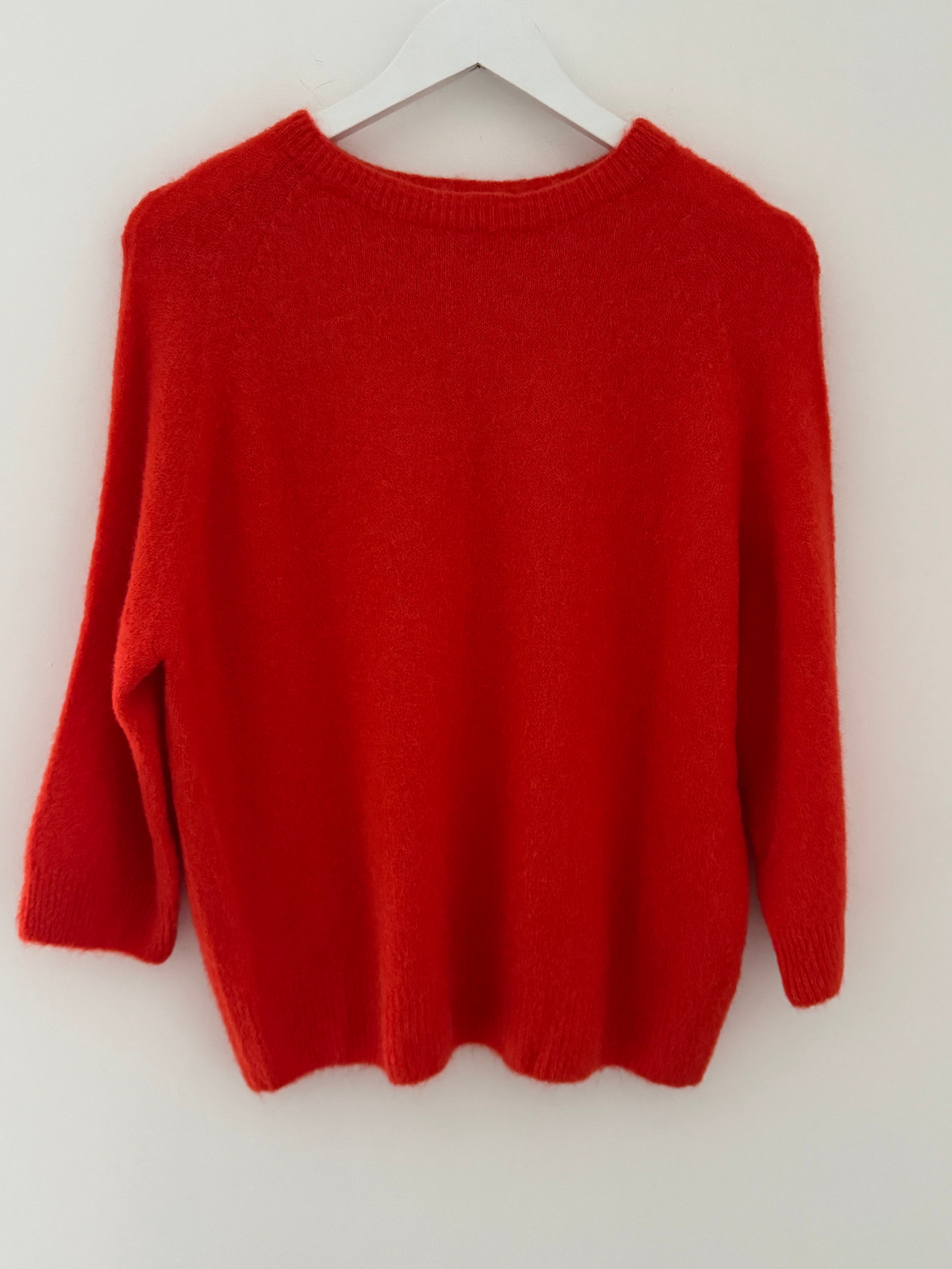 Round Neck Alpaca Jumper in Orange