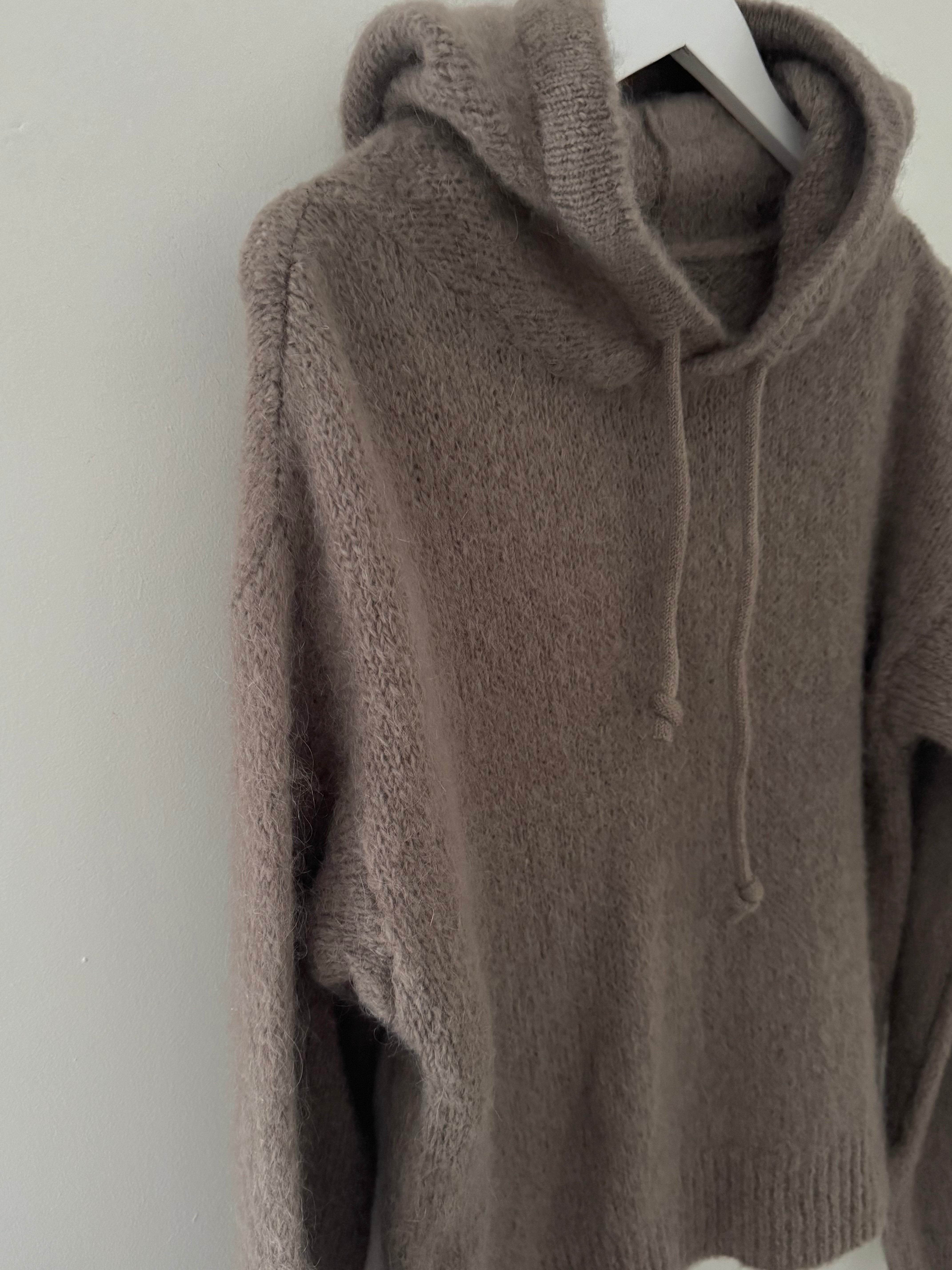 Mohair Hoodie Jumper in Light Cocoa