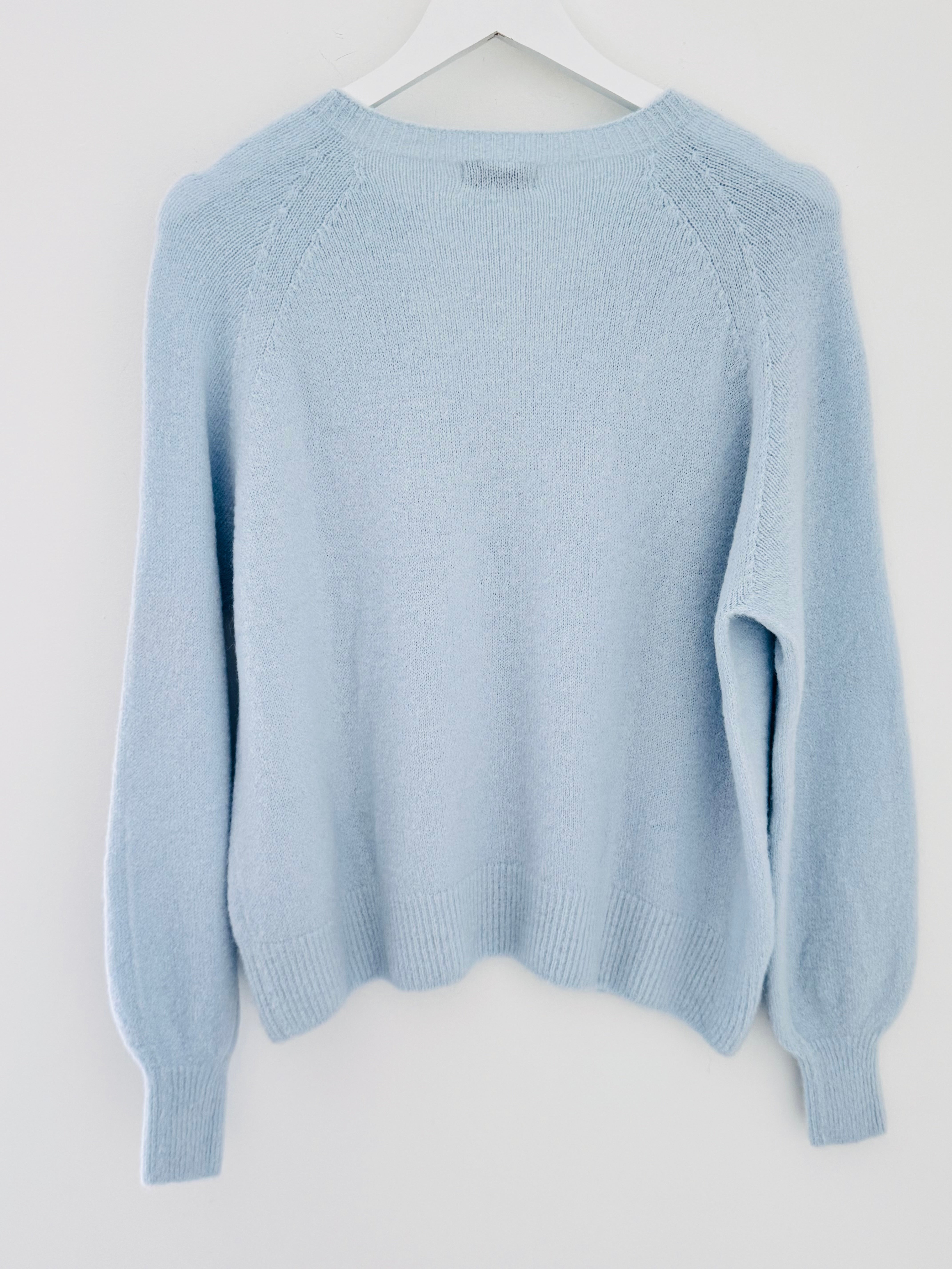Softie Jumper with Button Neck in Ice Blue