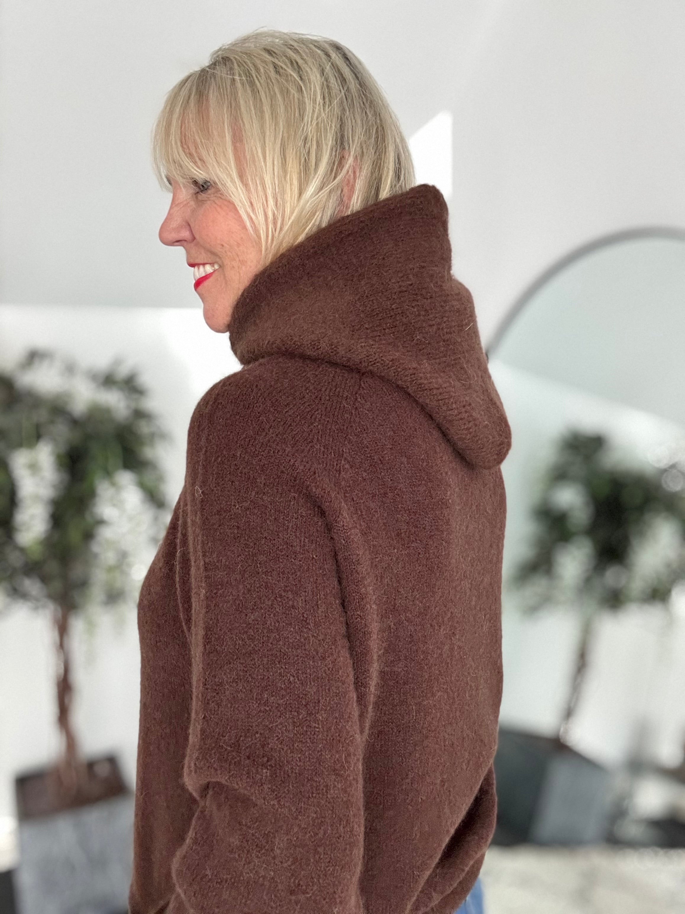 Hooded Alpaca Snood in Chocolate