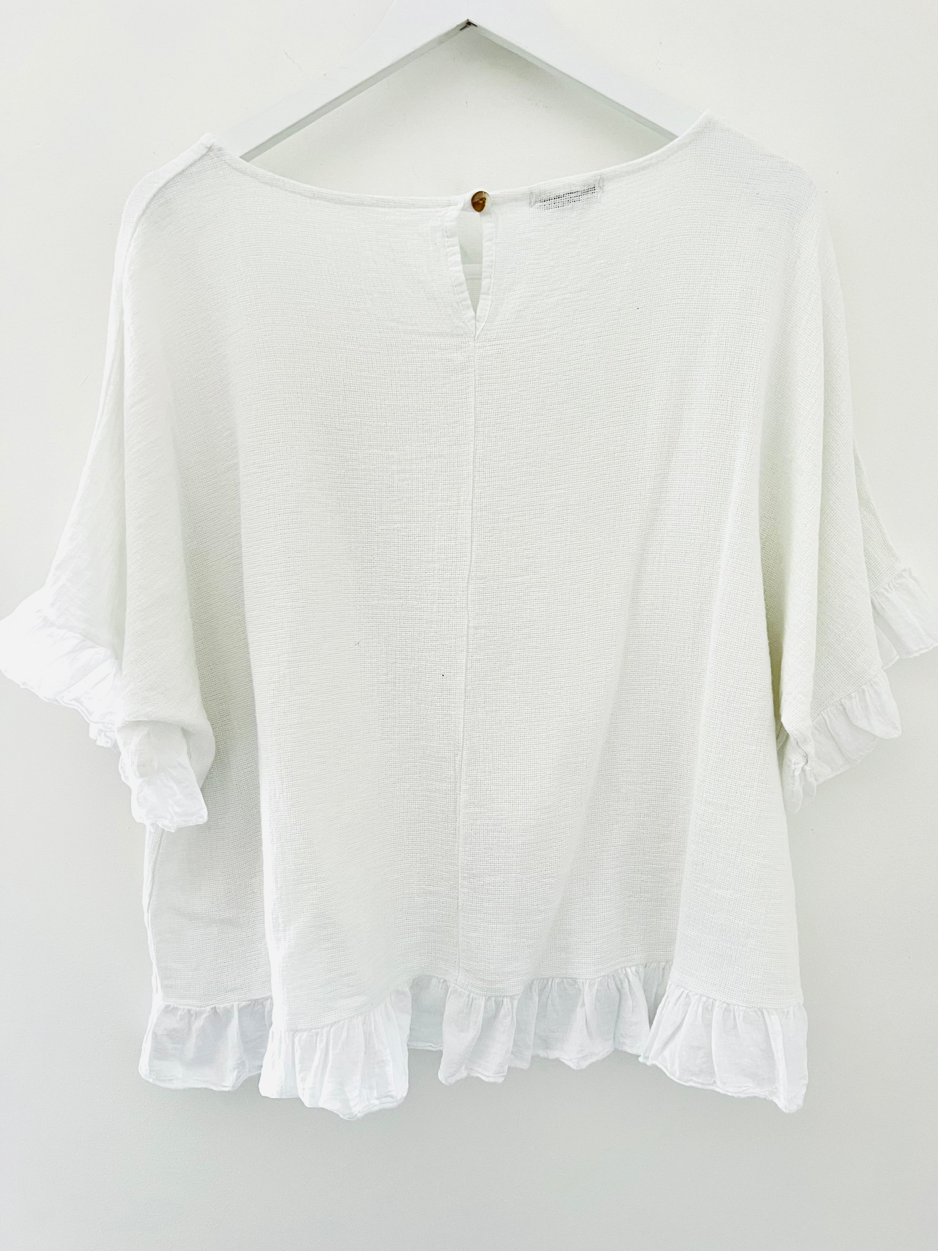 Linen & Cotton Top in White