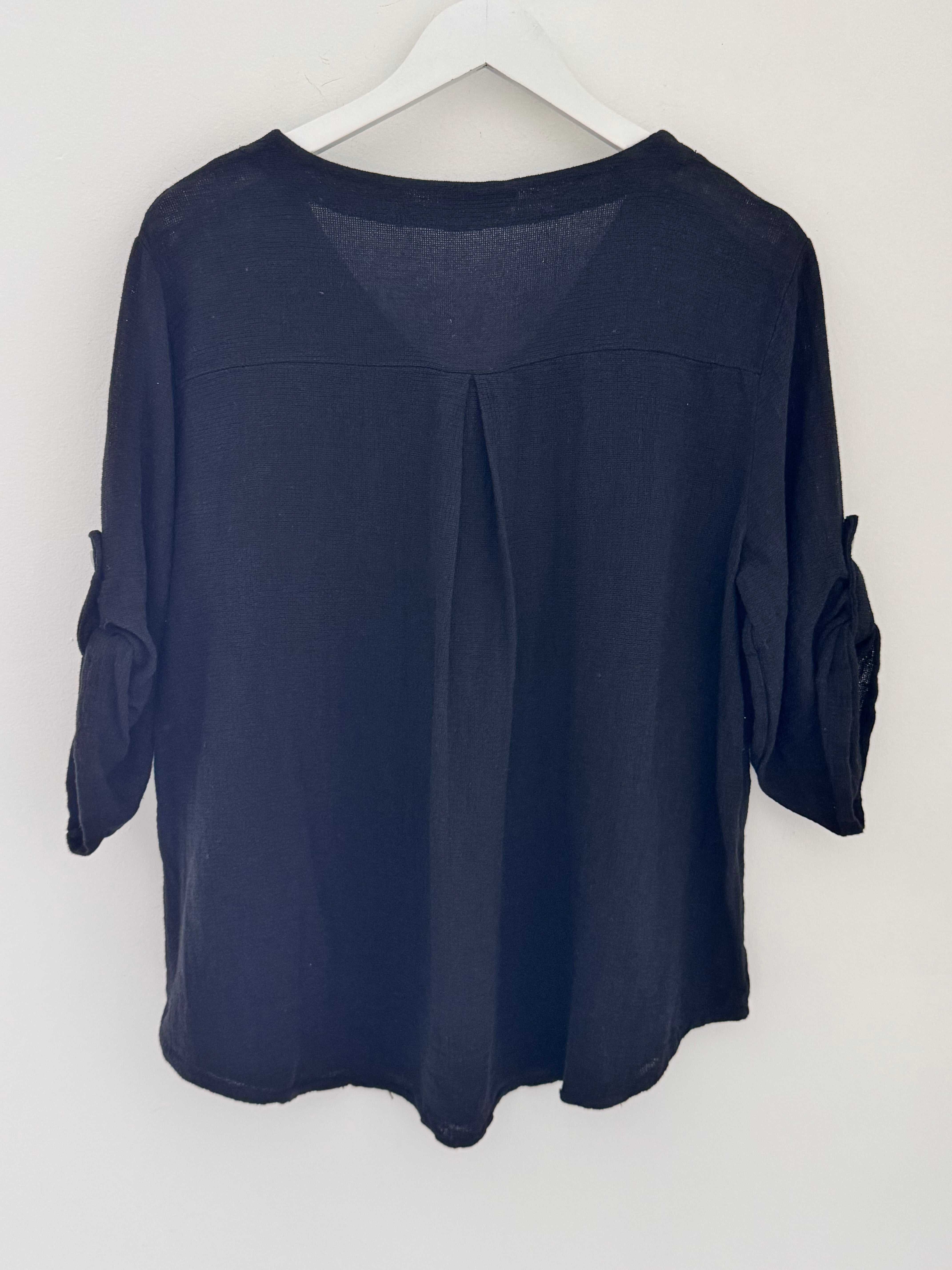 Linen & Cotton Shirt in Black