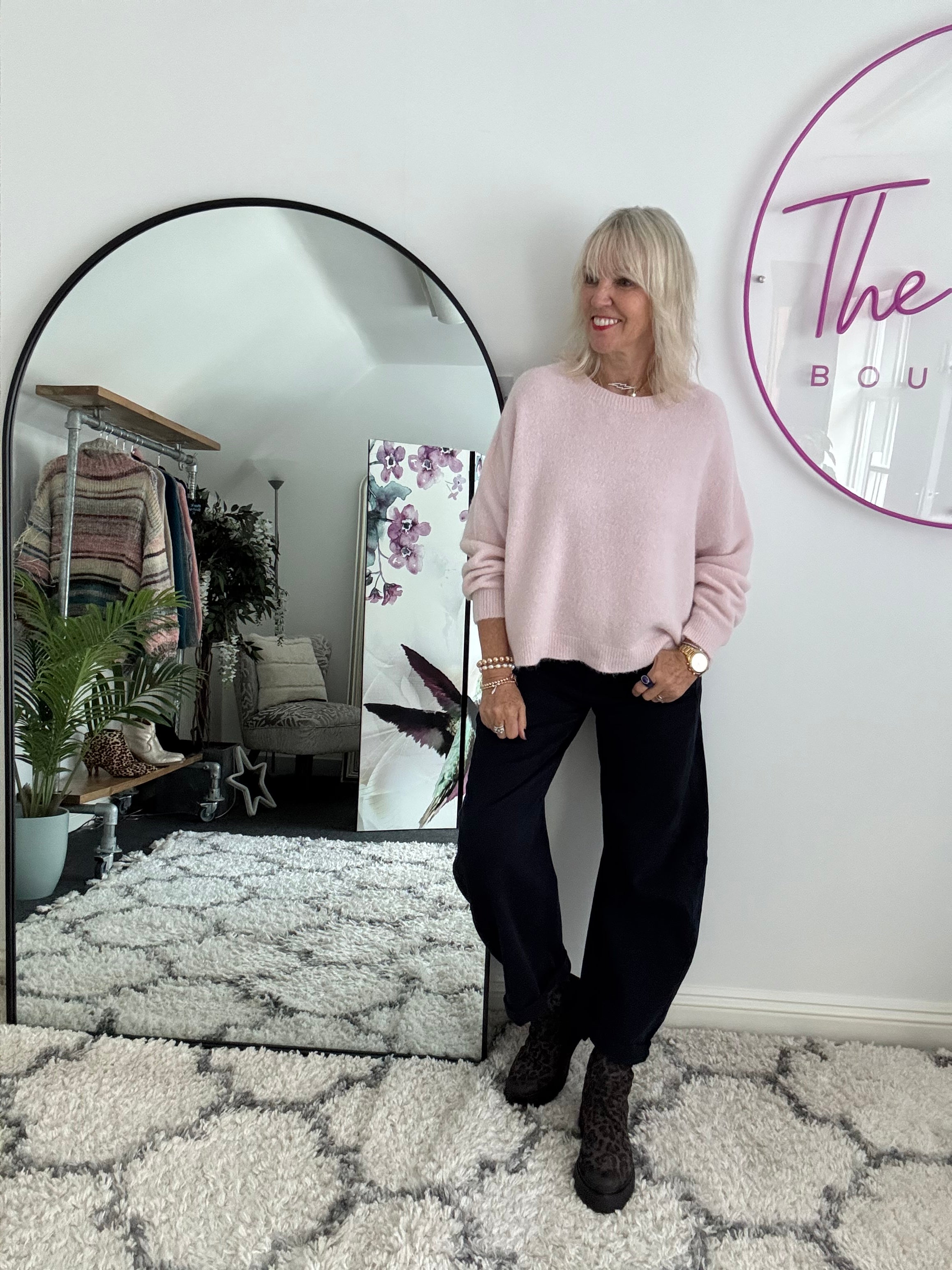 Luxe Slouchy Alpaca Jumper in Soft Pink