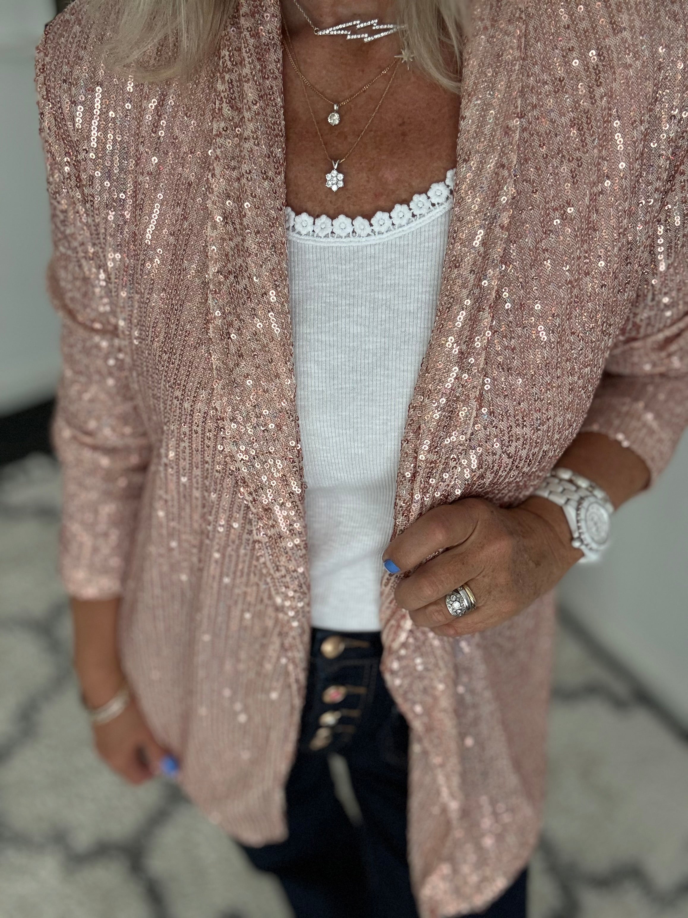 Sequin Jacket in Rose Gold