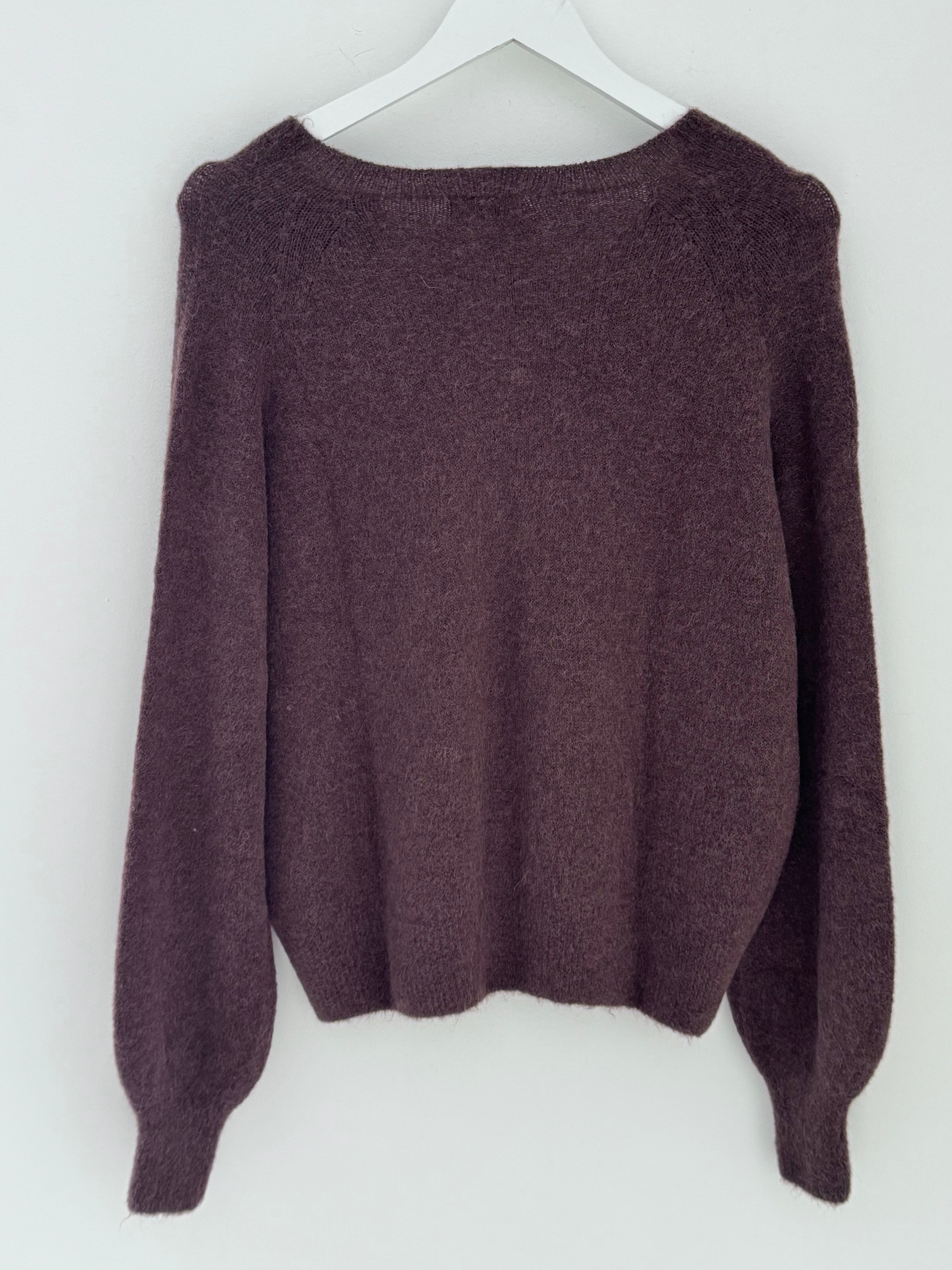 Softie Jumper with Button Neck in Chocolate