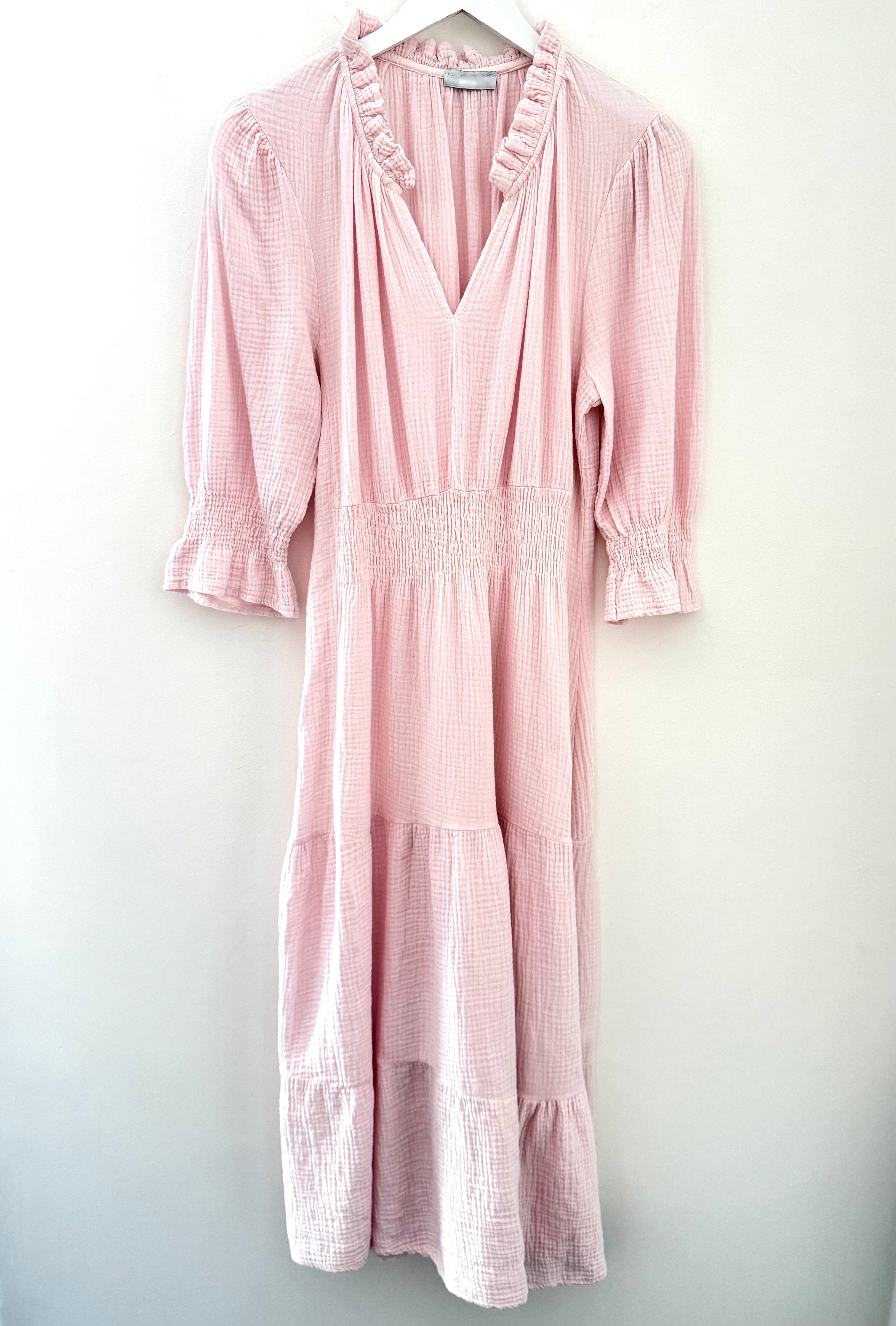 Cheesecloth Midi Dress in Shell Pink