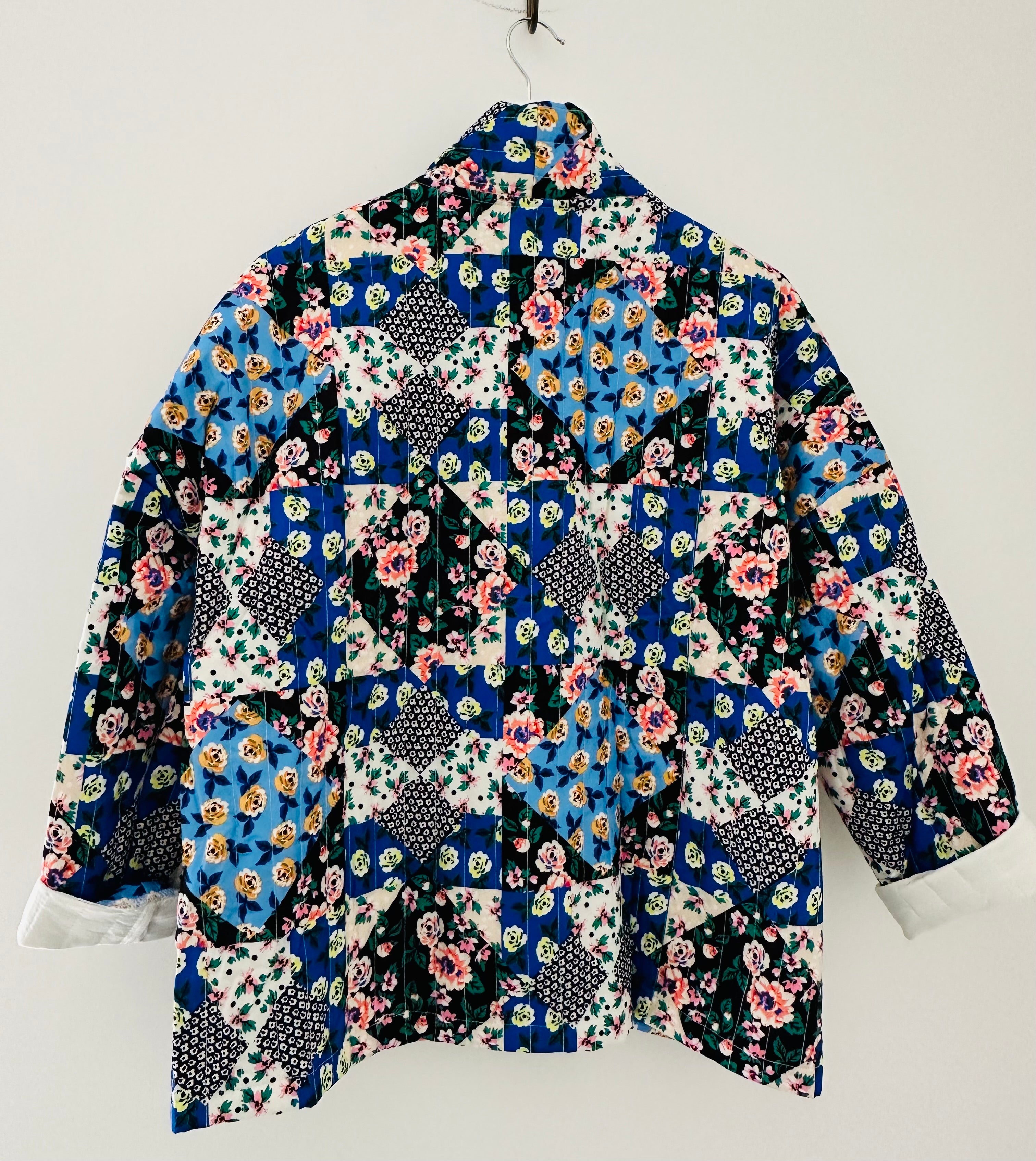 Quilted Floral Jacket in Blues