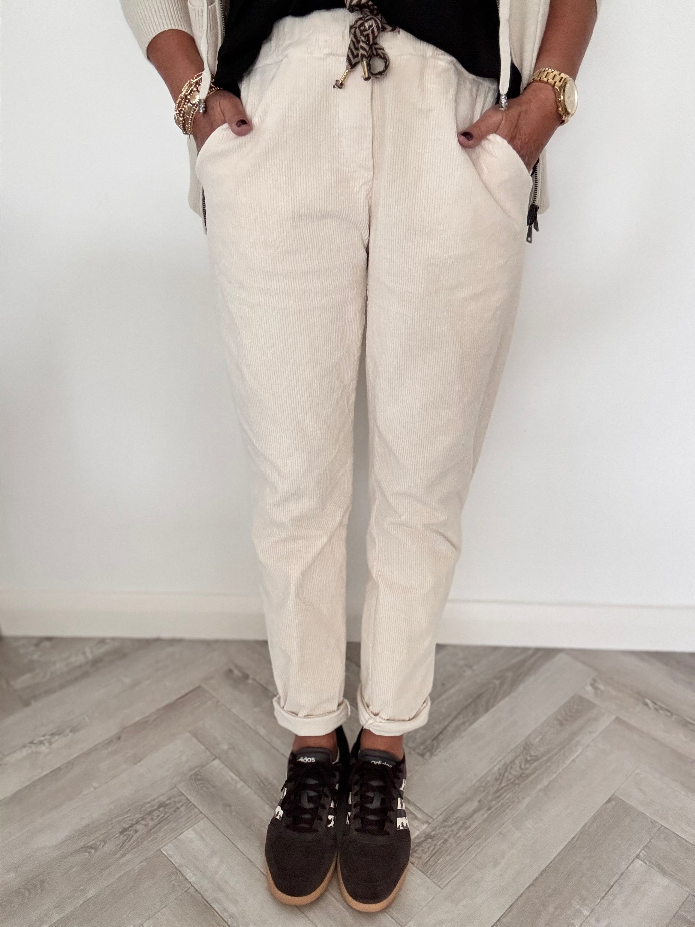 Luxe Cord Joggers in Ecru