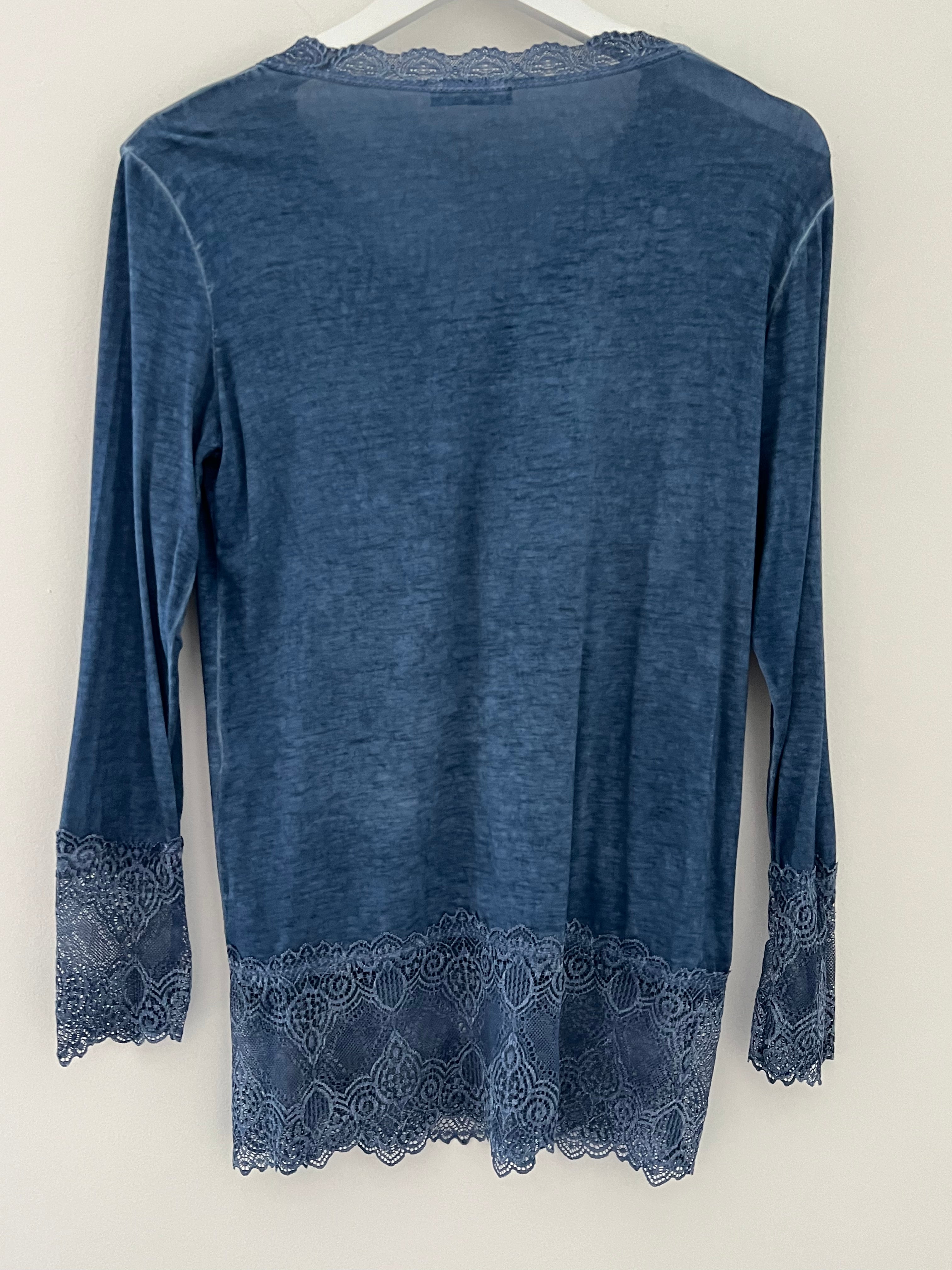 Luxe Base Top with Lace Trim in Indigo