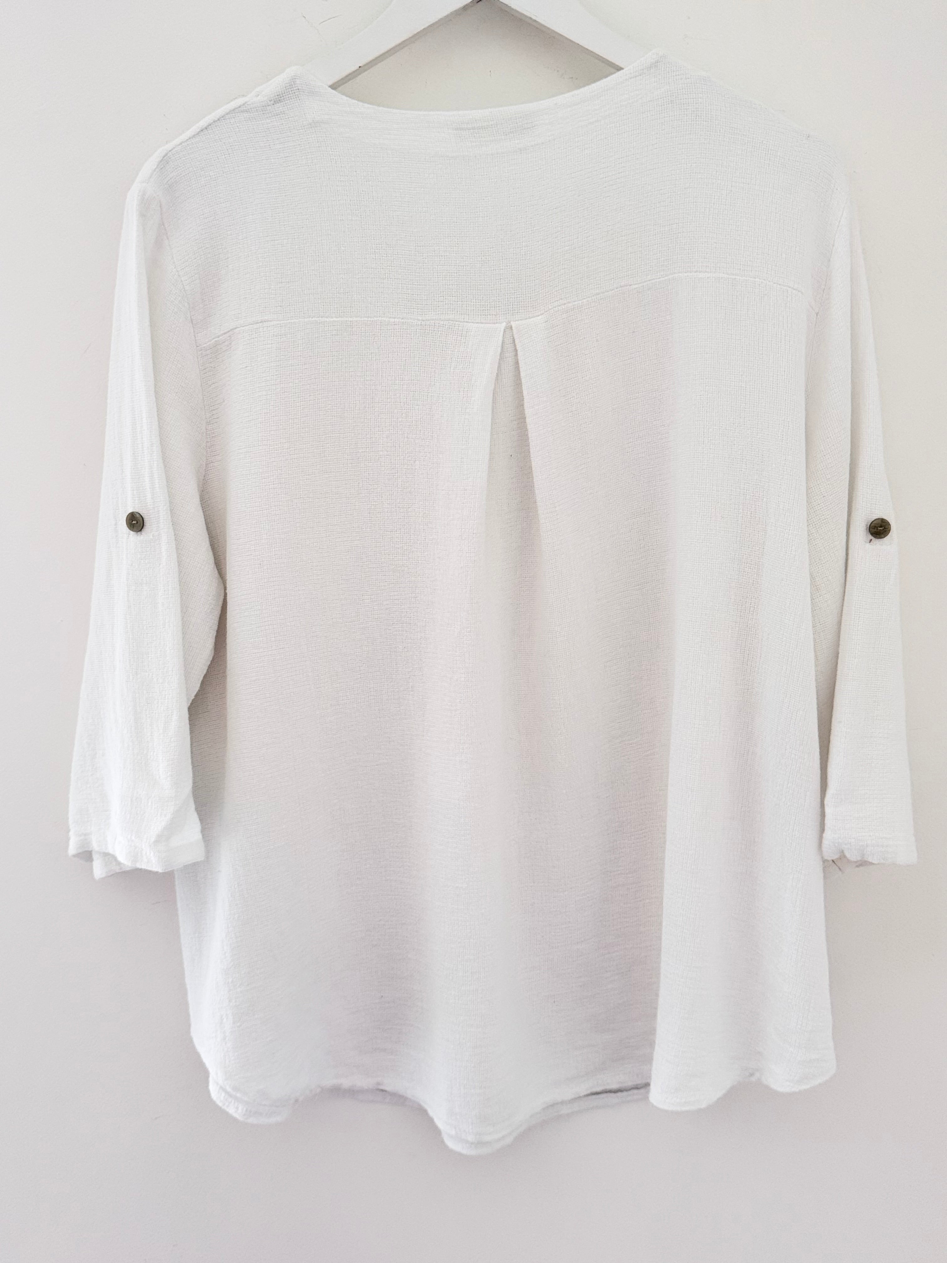 Linen & Cotton Shirt in White