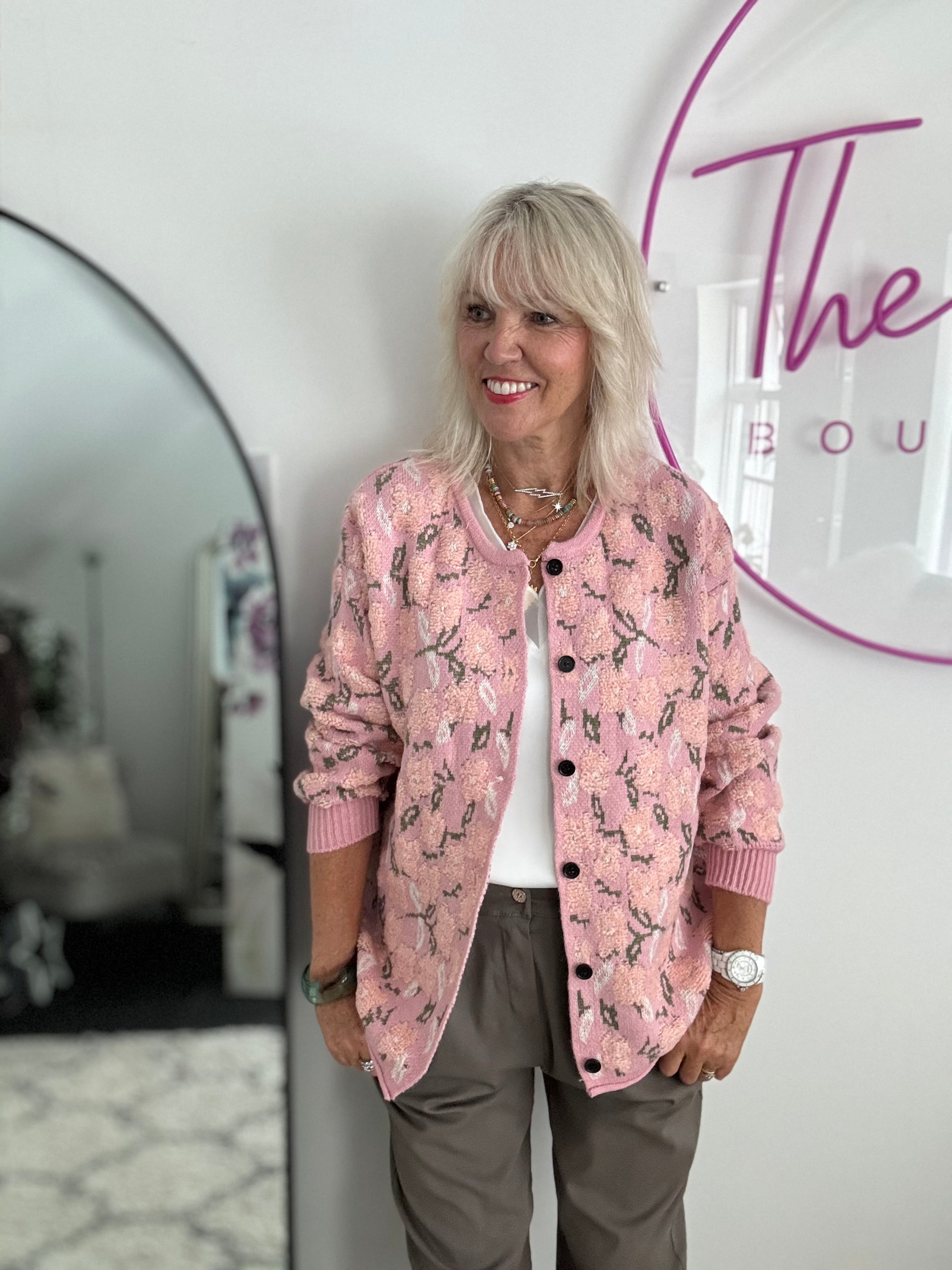 Soft Floral Cardi in Shades of Pink