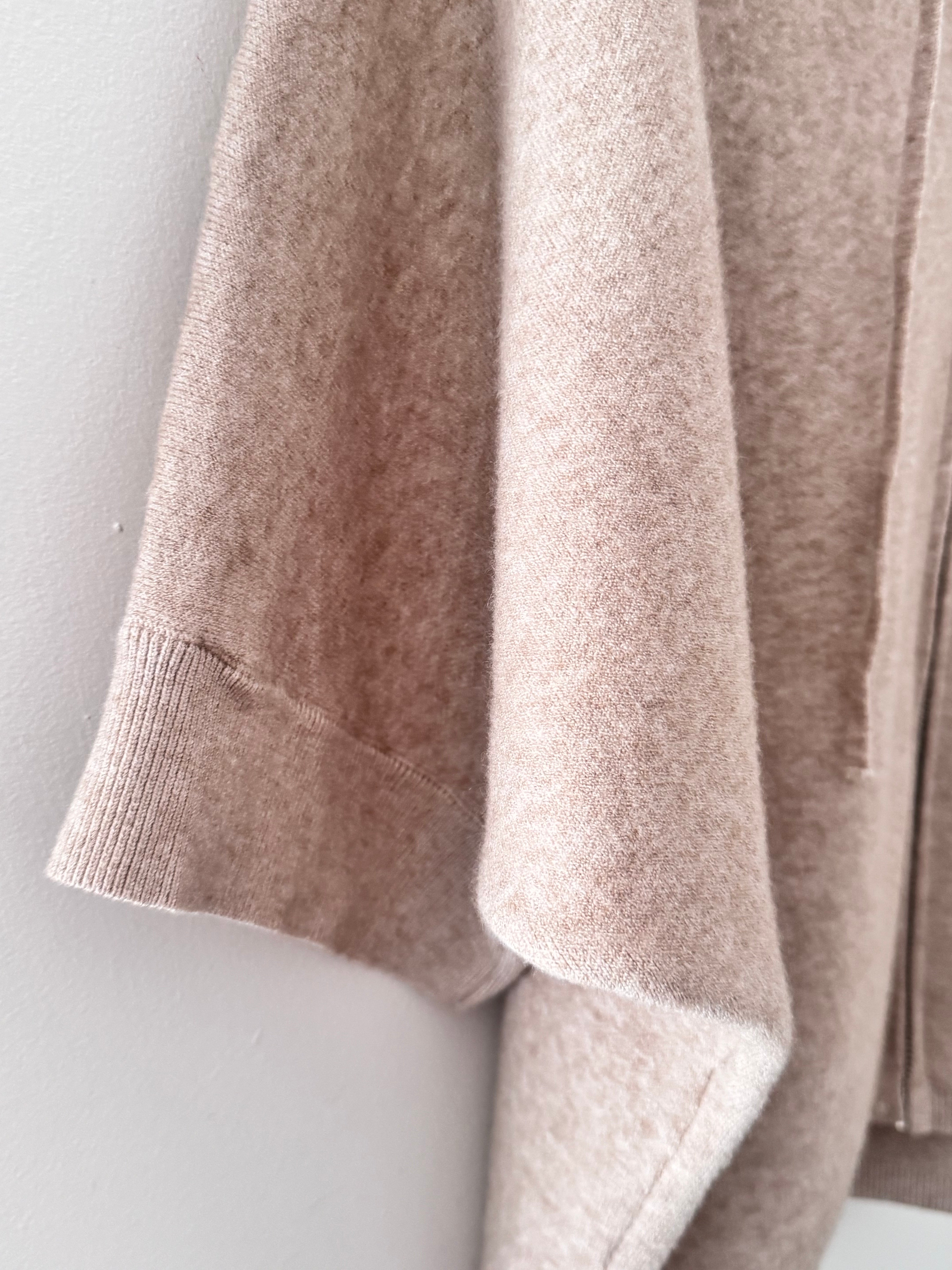 Soft Hooded Zipped Knit in Stone