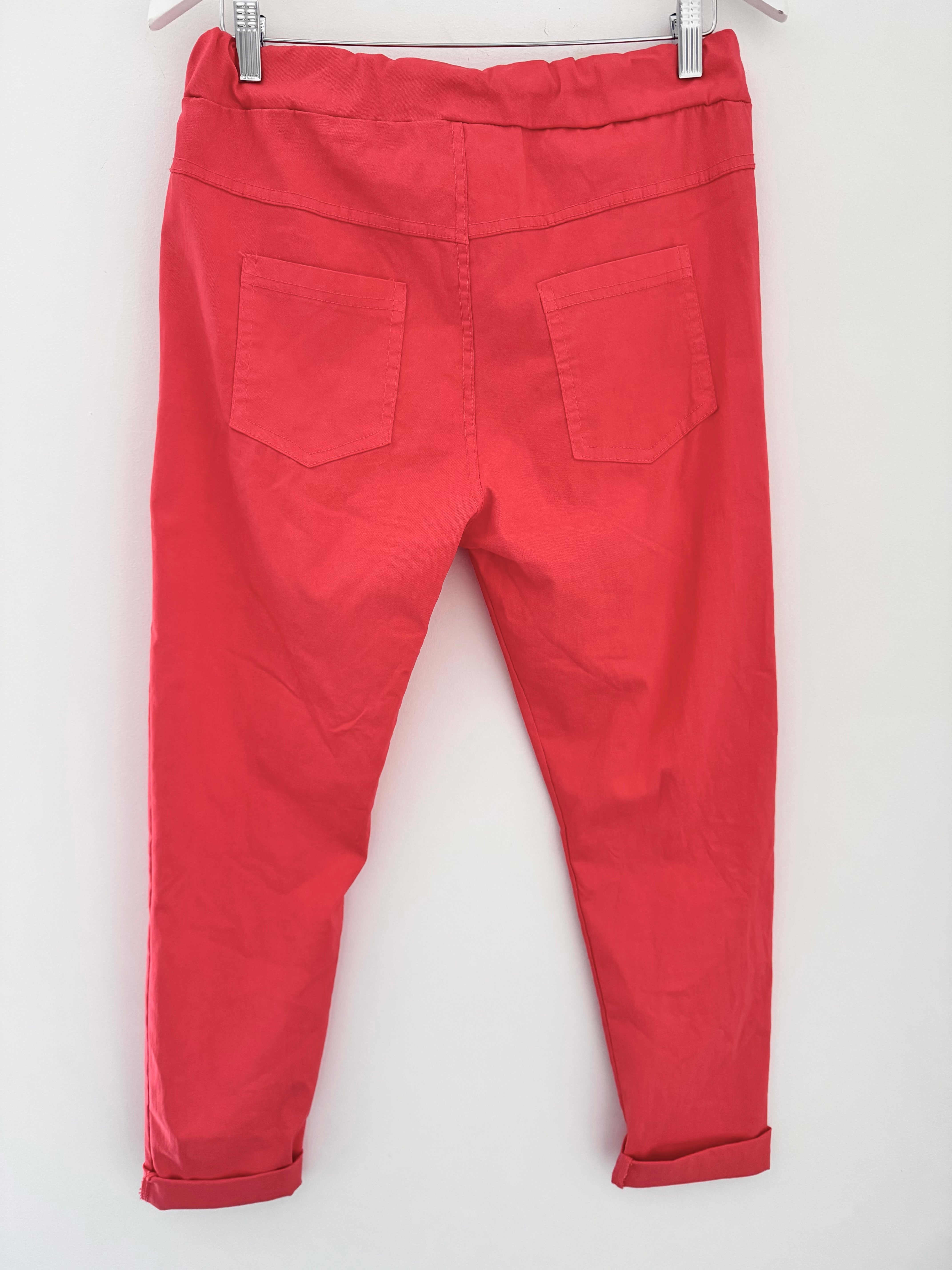 Super Stretch Four Pocket Joggers in Coral