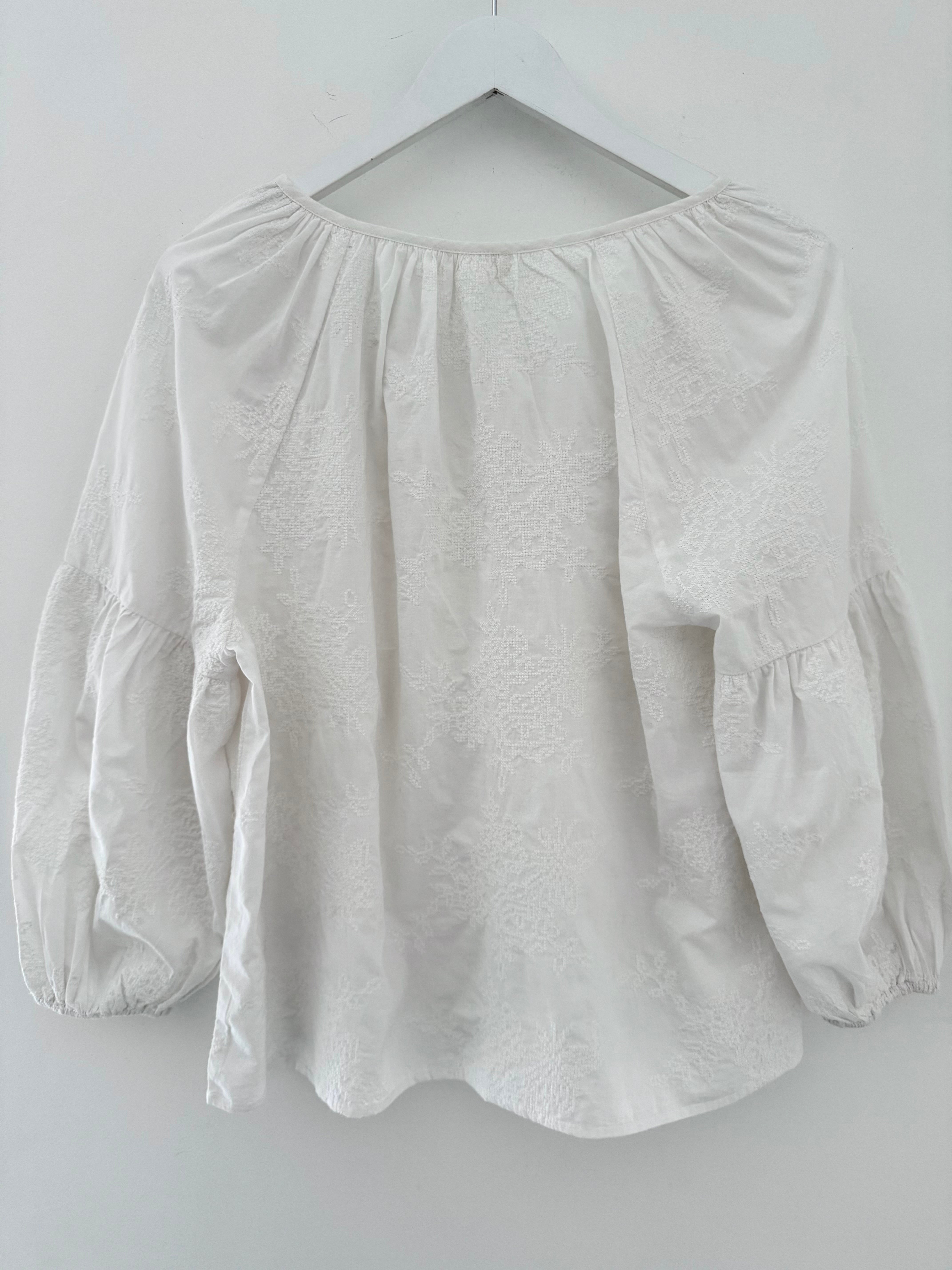 Luxe Embroidered Blouse in Ivory