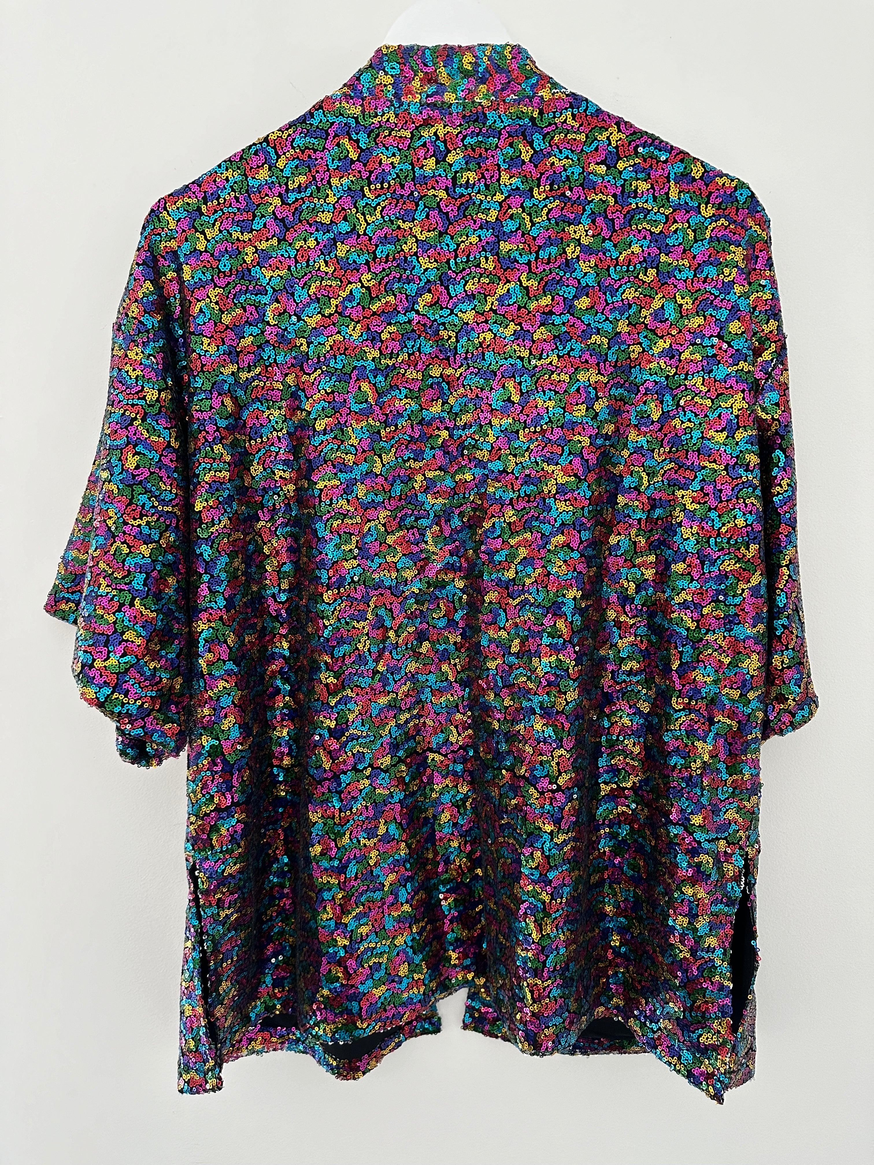 Sequin Kimono Jacket in Rainbow