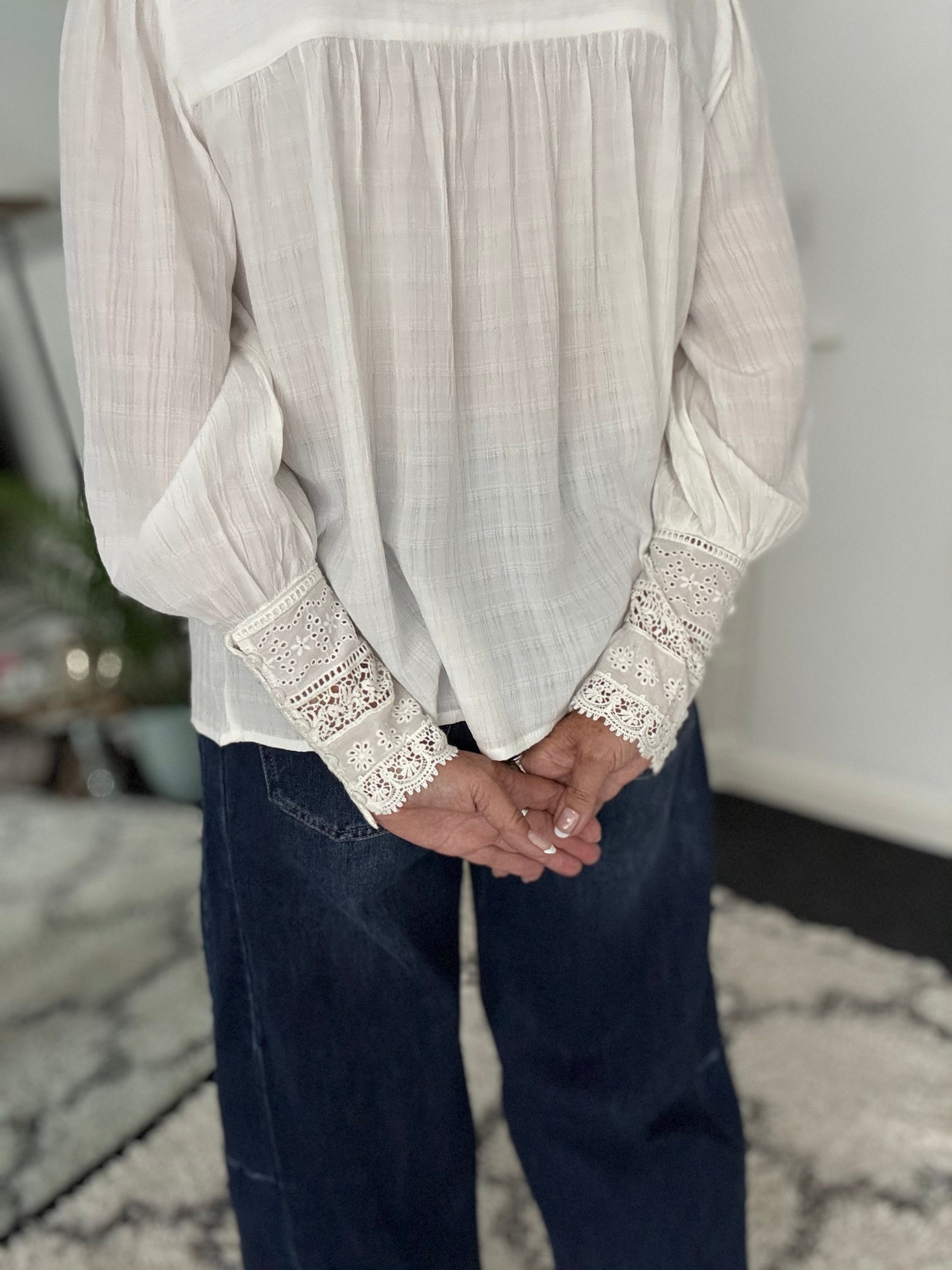 Luxe Blouse with Lace Cuffs