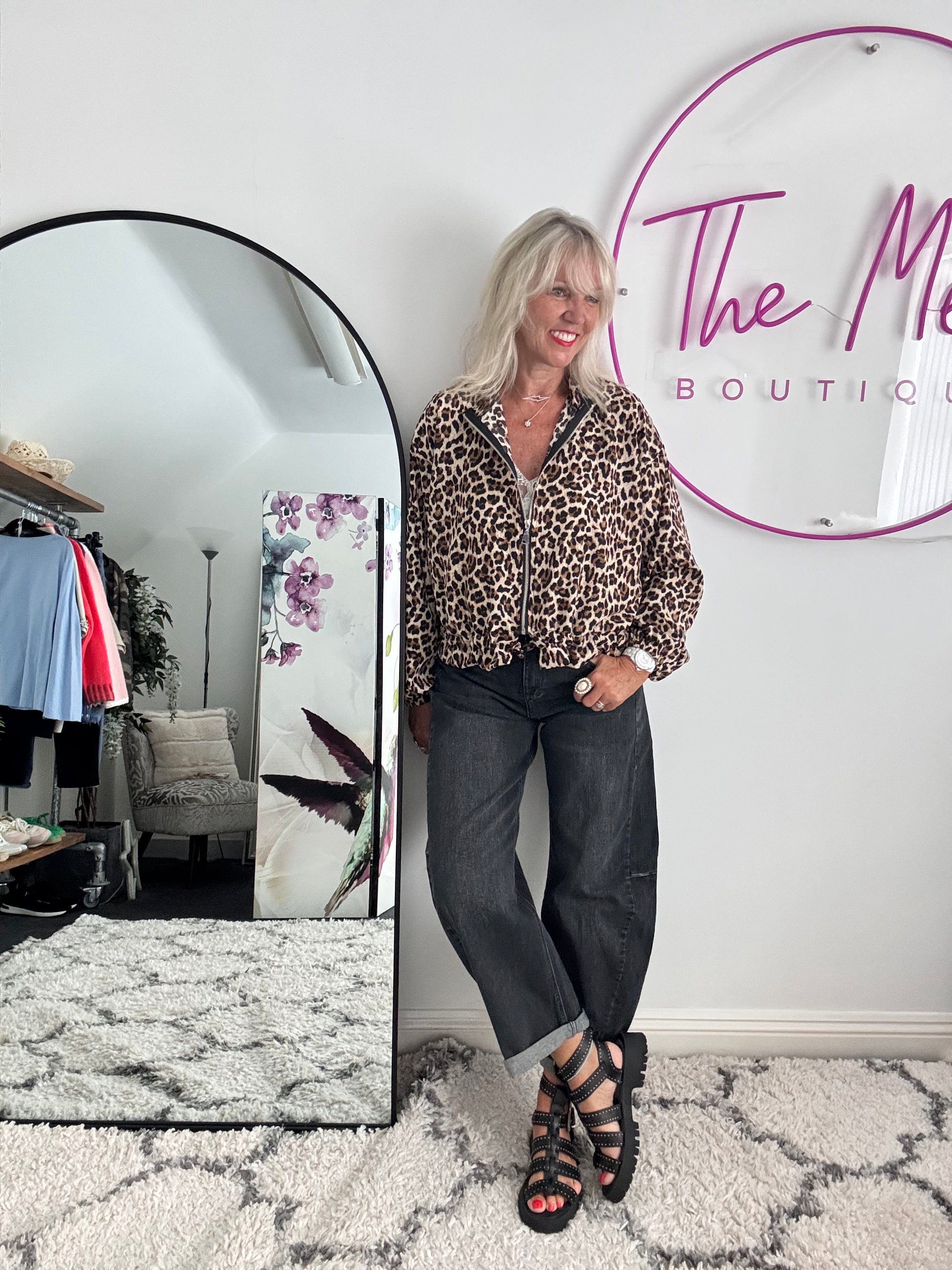 Lightweight Bomber Jacket in Leopard