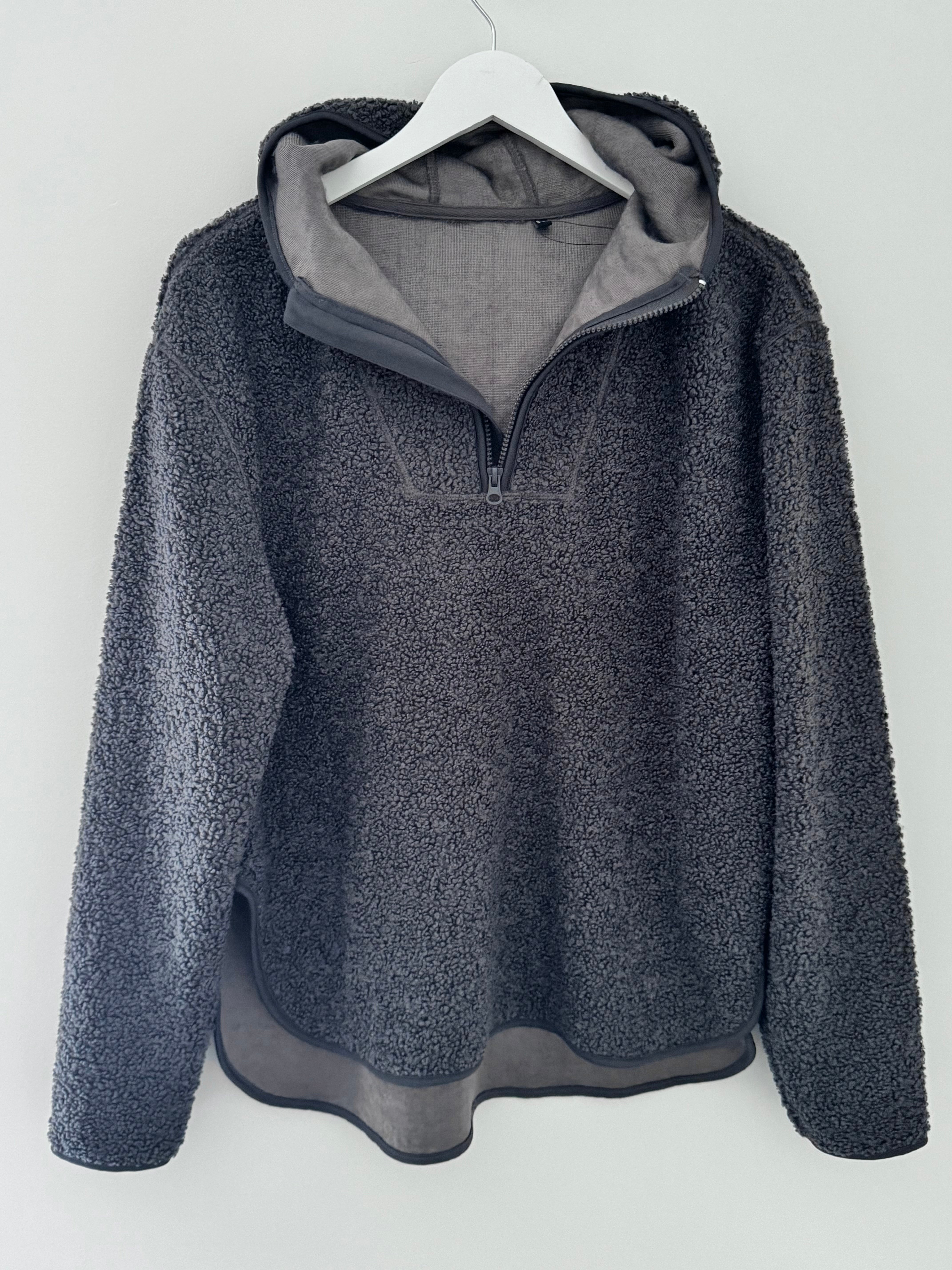 Sherpa Fleece Hoodie in Charcoal