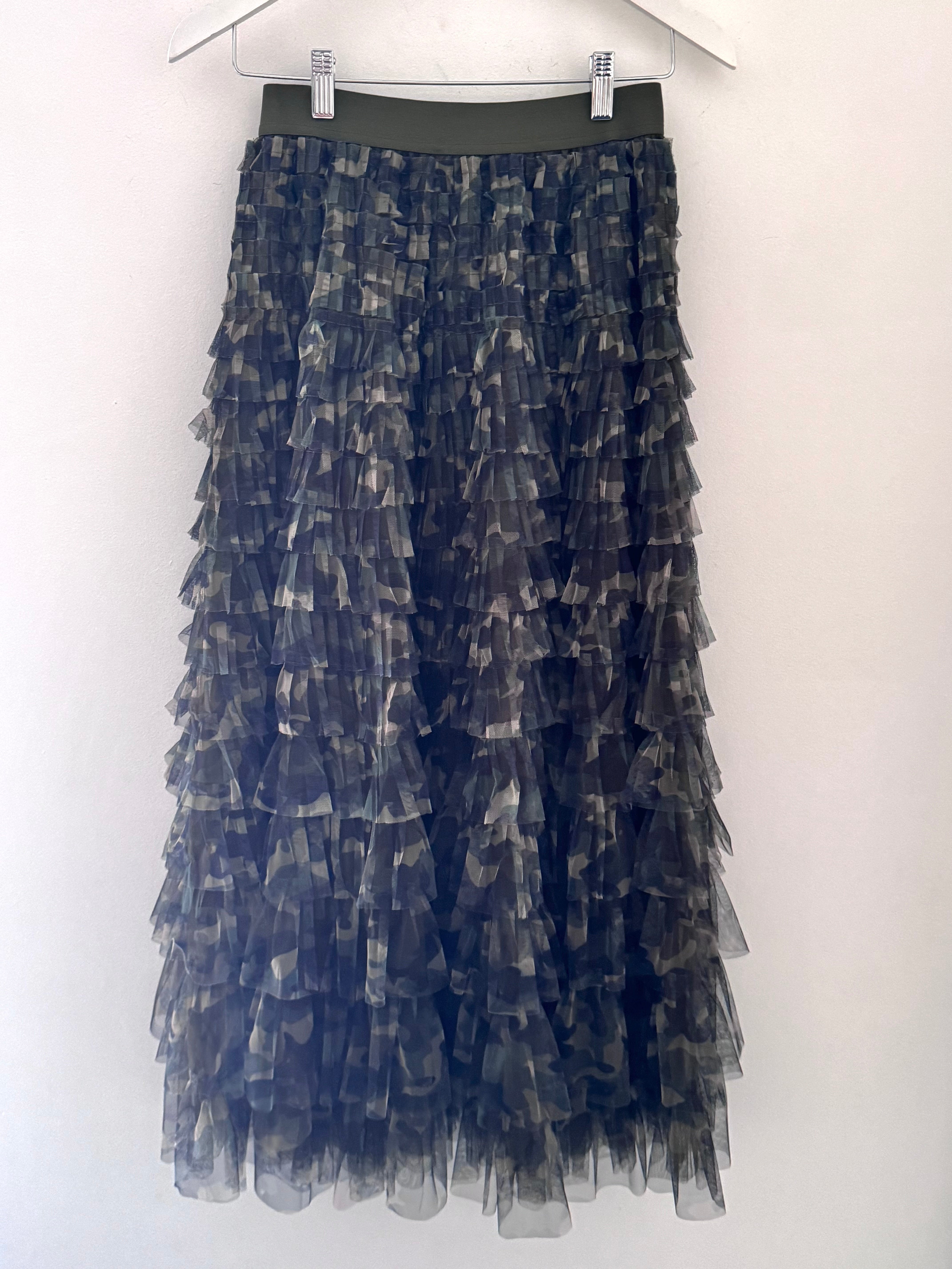 Camo Tulle Midi Skirt