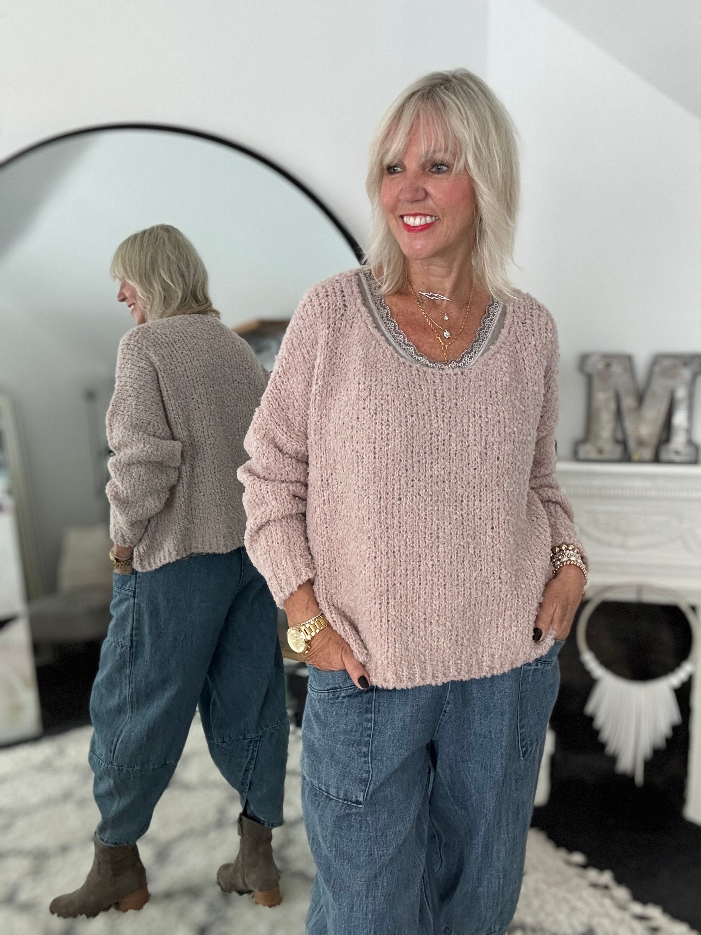 Boucle Jumper in Soft Pink