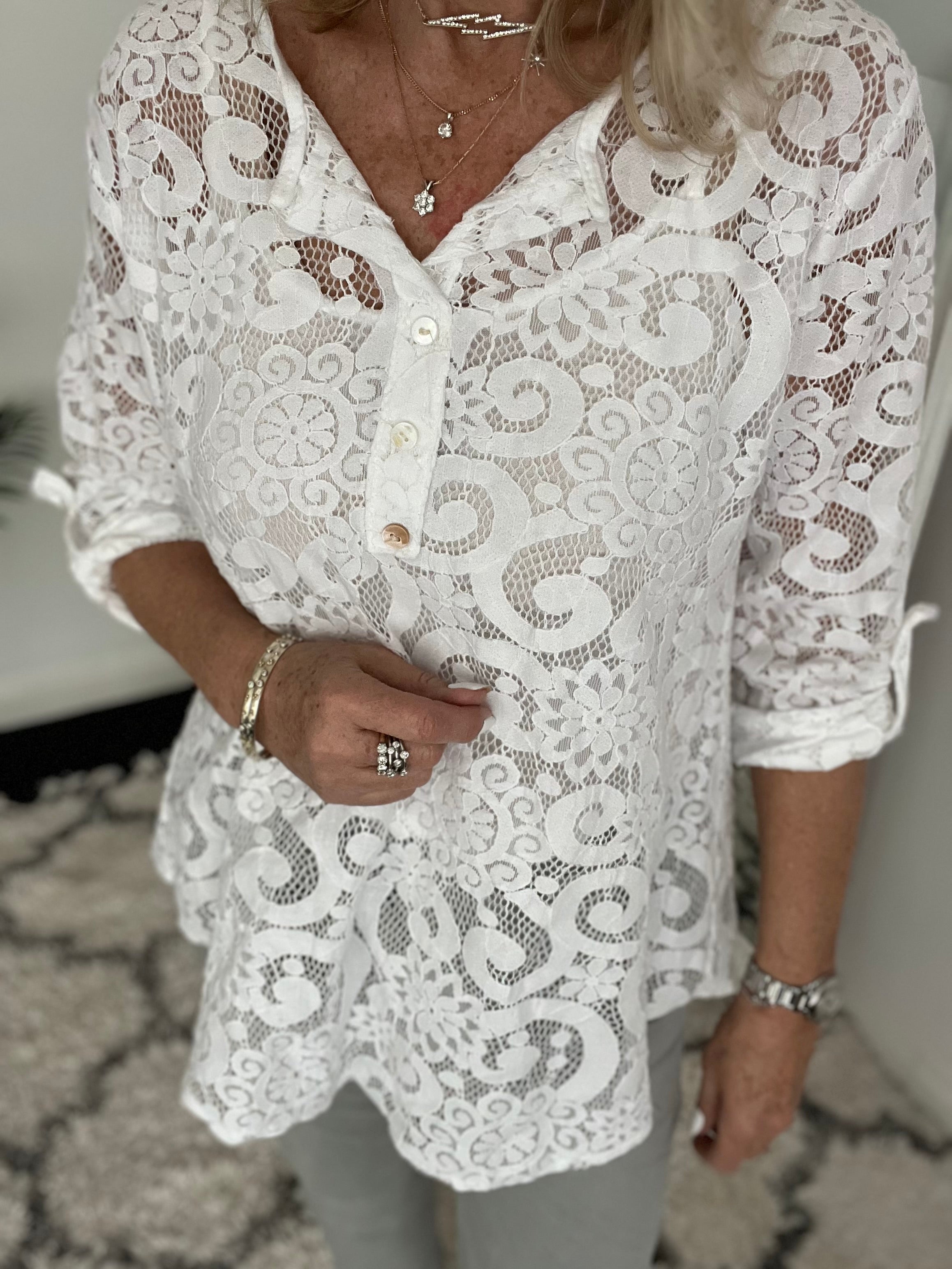 Lace Blouse & Camisole in White