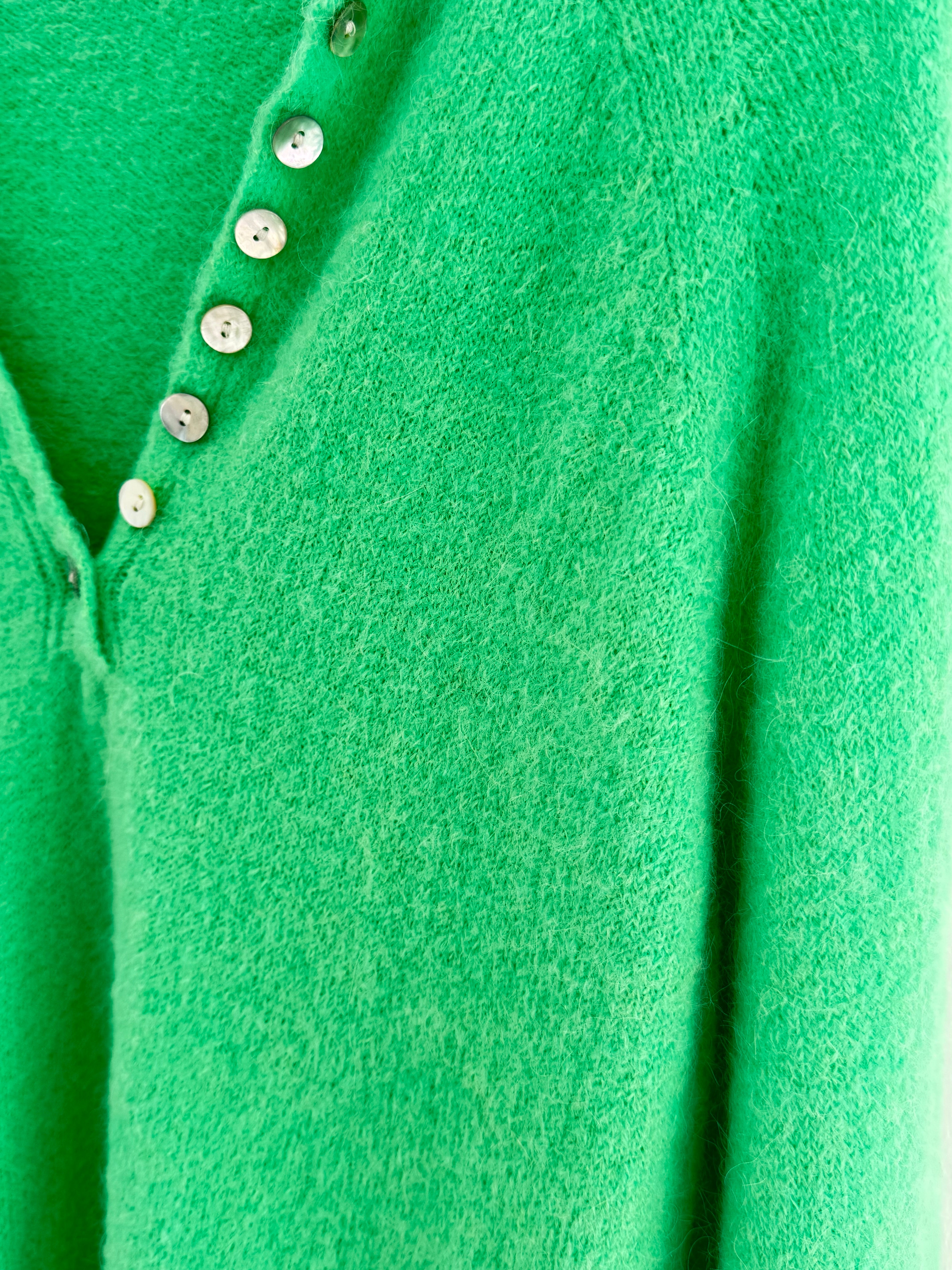 Softie Jumper with Button Neck in Bright Green