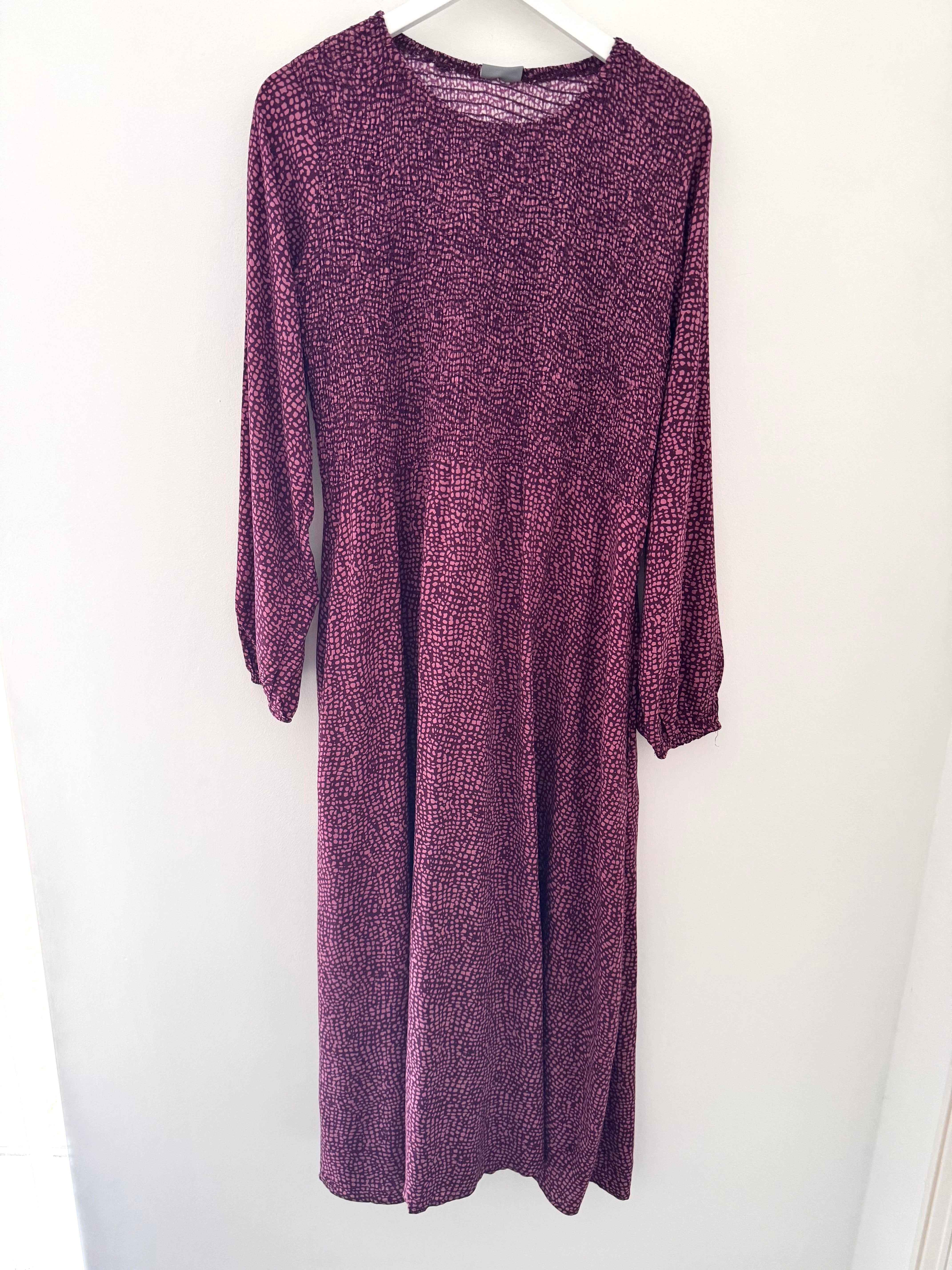 Shirred Dress in Plum