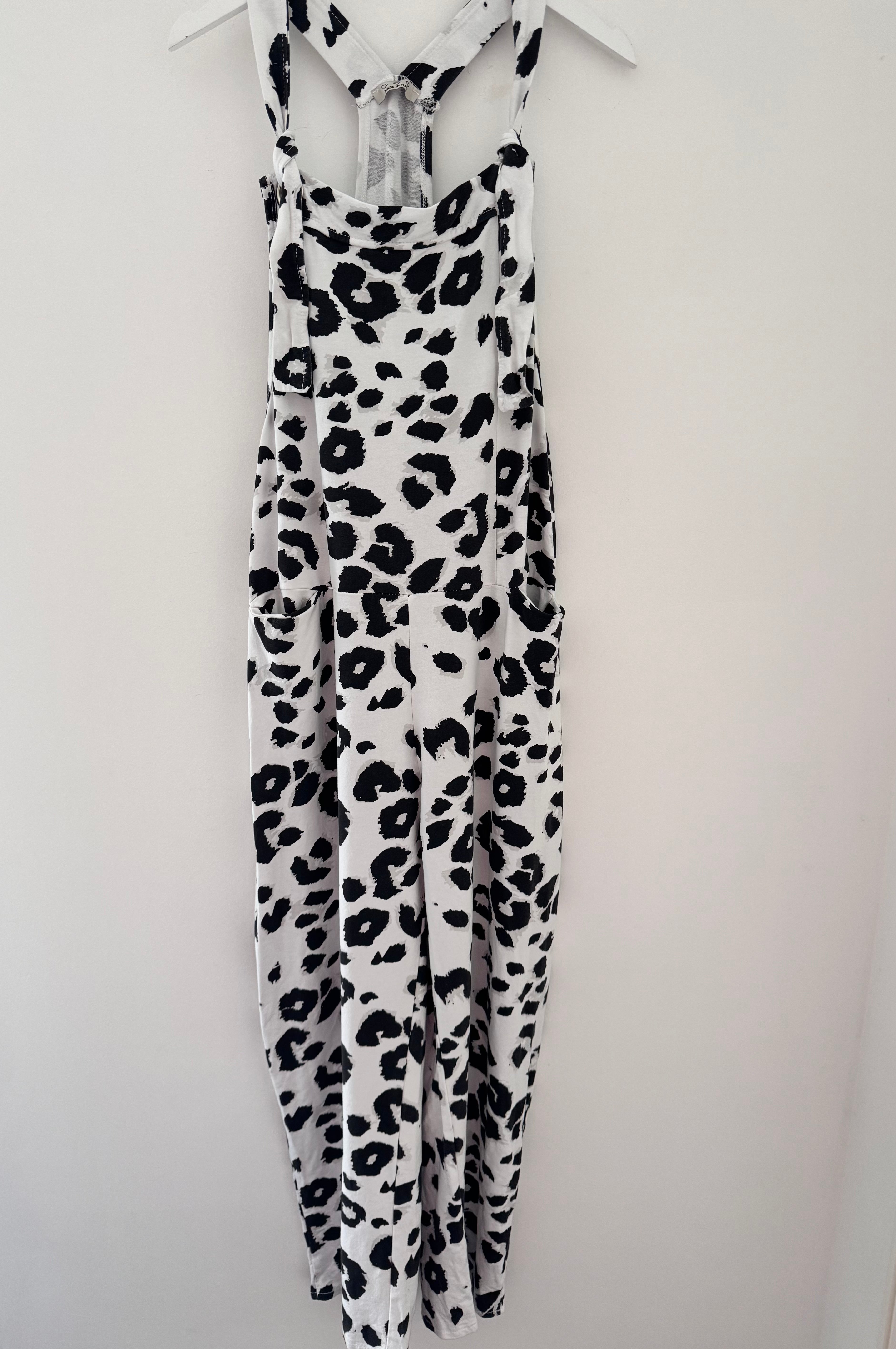 Cotton Jersey Dungarees in Snow Leopard