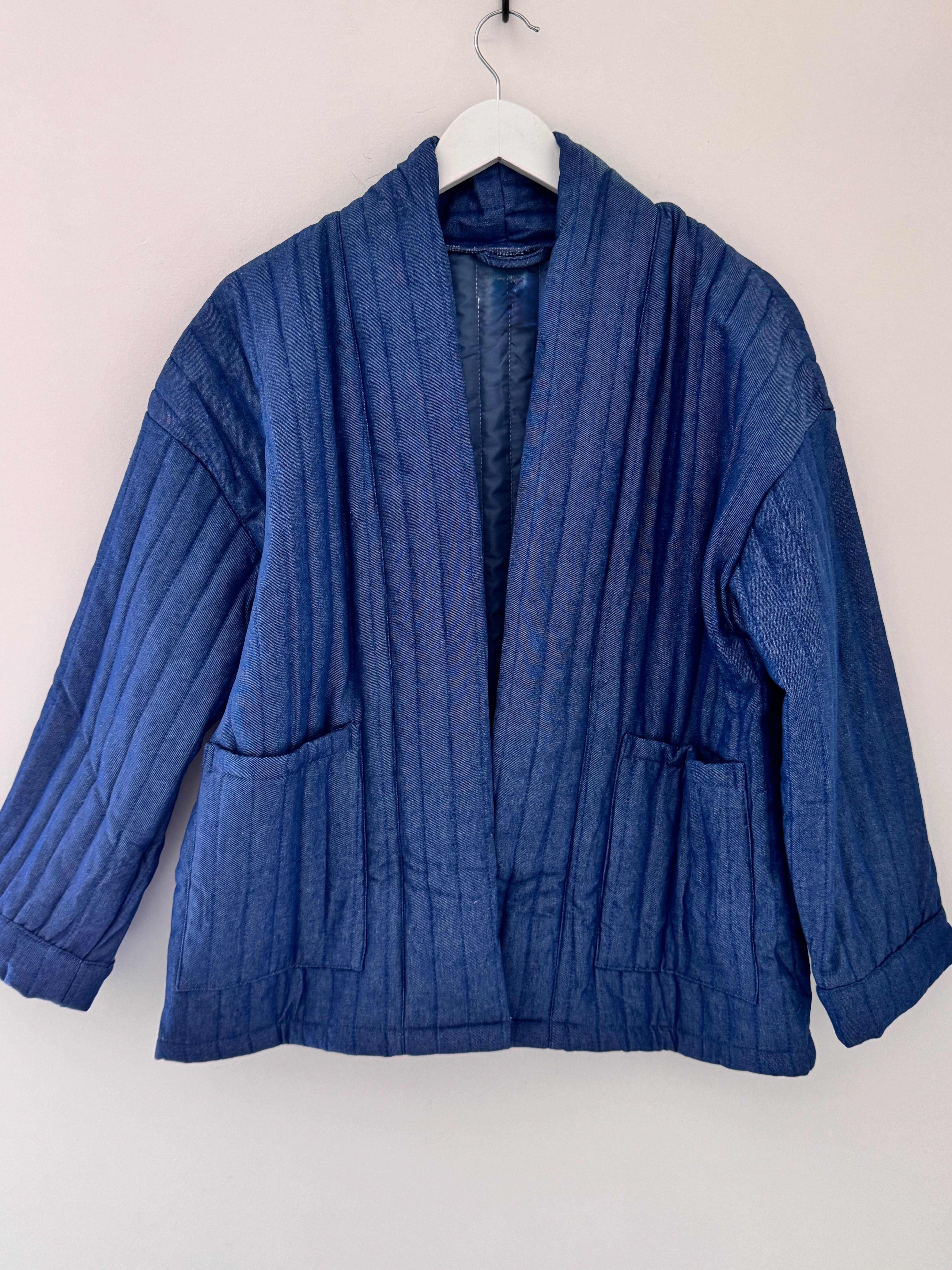 Quilted Kimono Jacket in Chambray