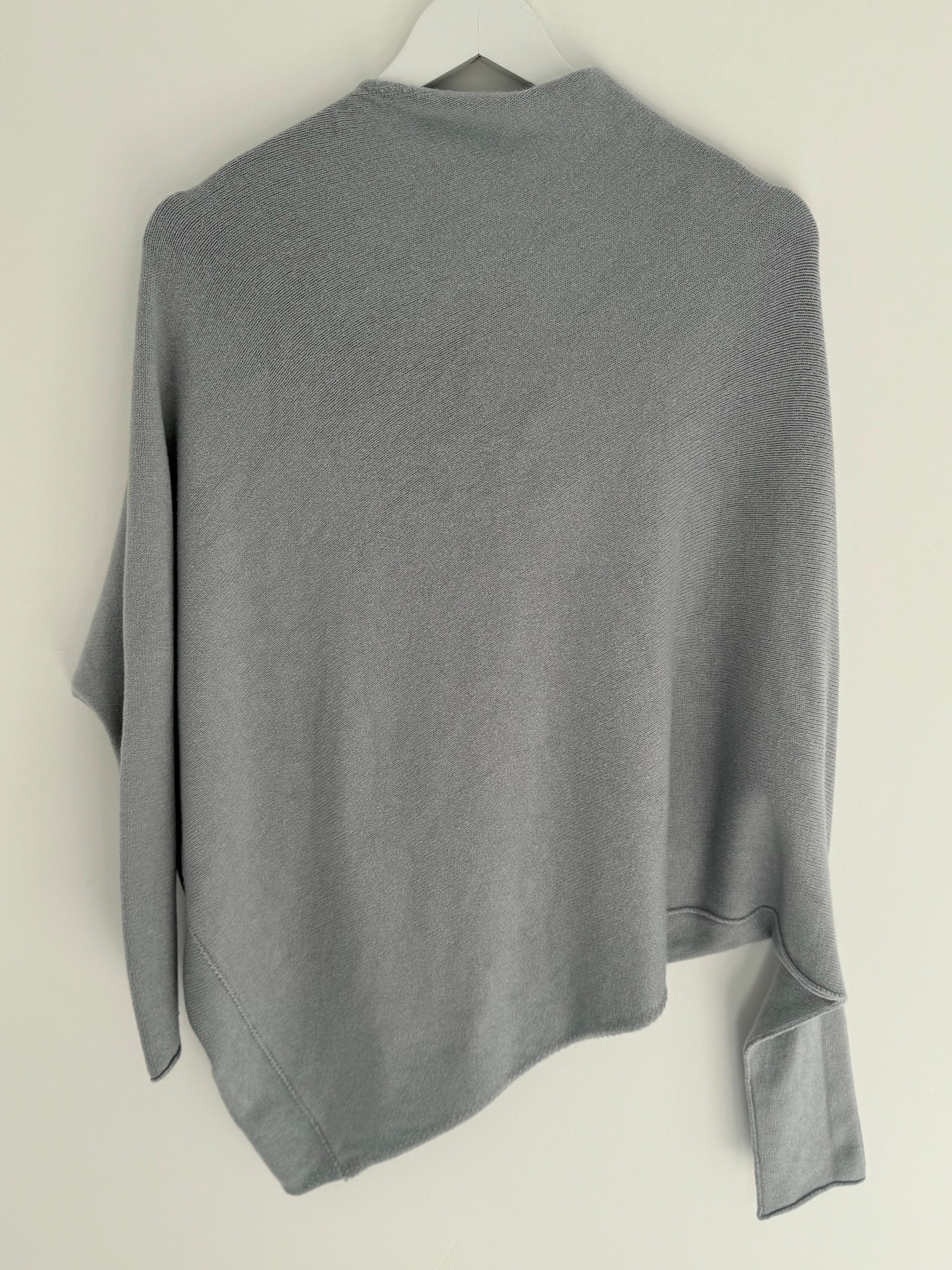 Cowl Neck Asymmetric Jumper in Grey