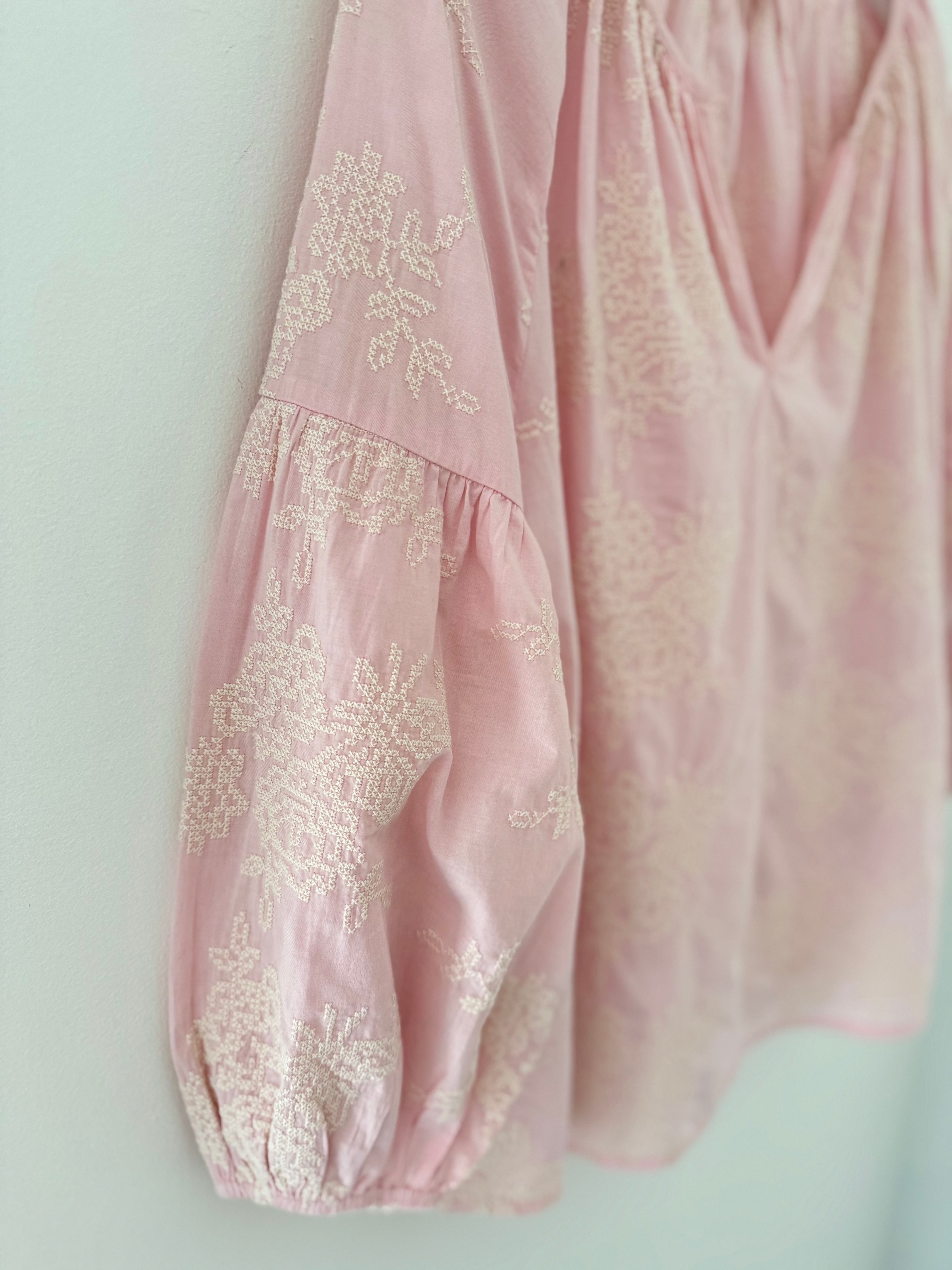 Luxe Embroidered Blouse in Pink
