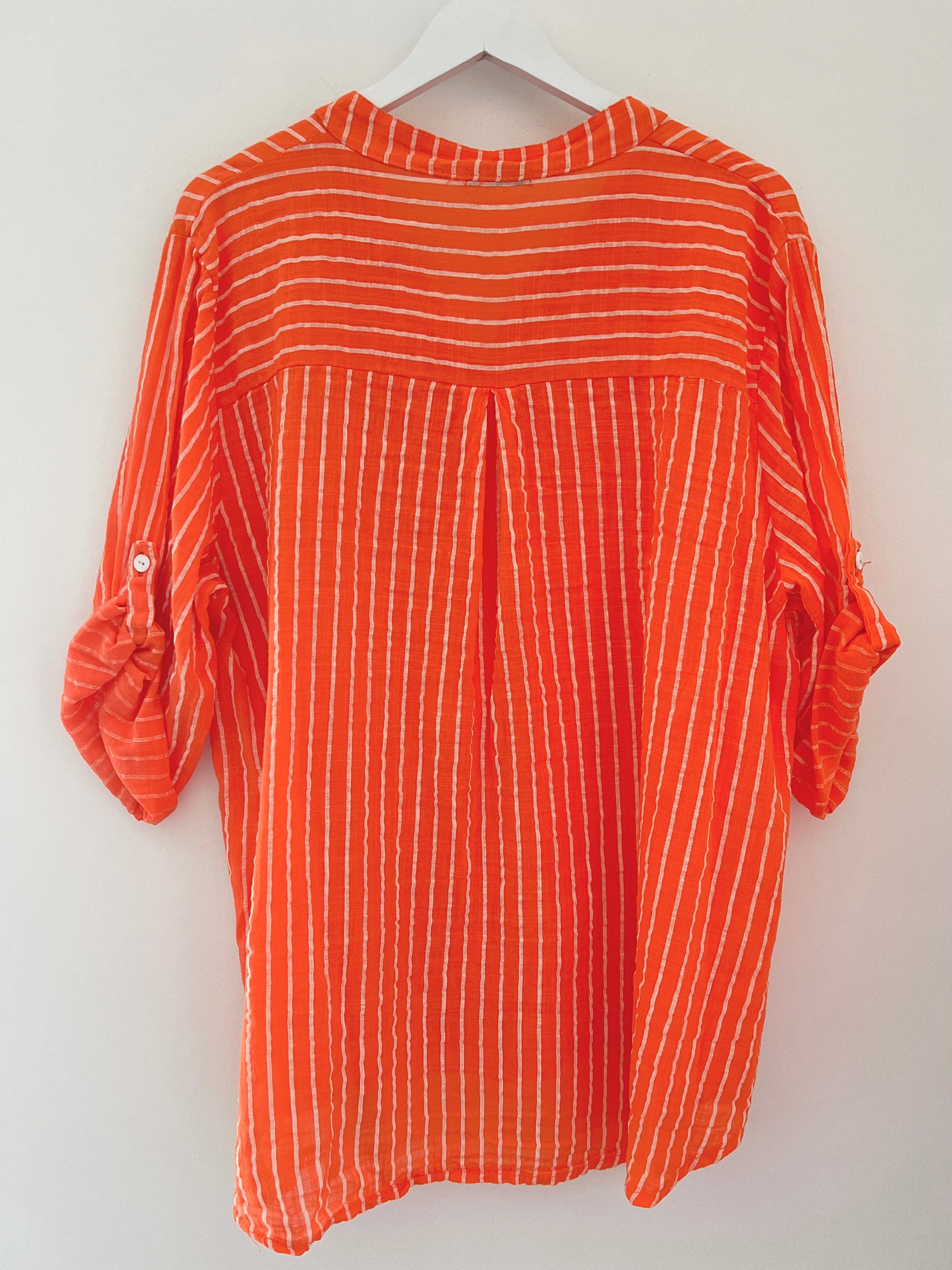 Stripe Shirt in Orange & White