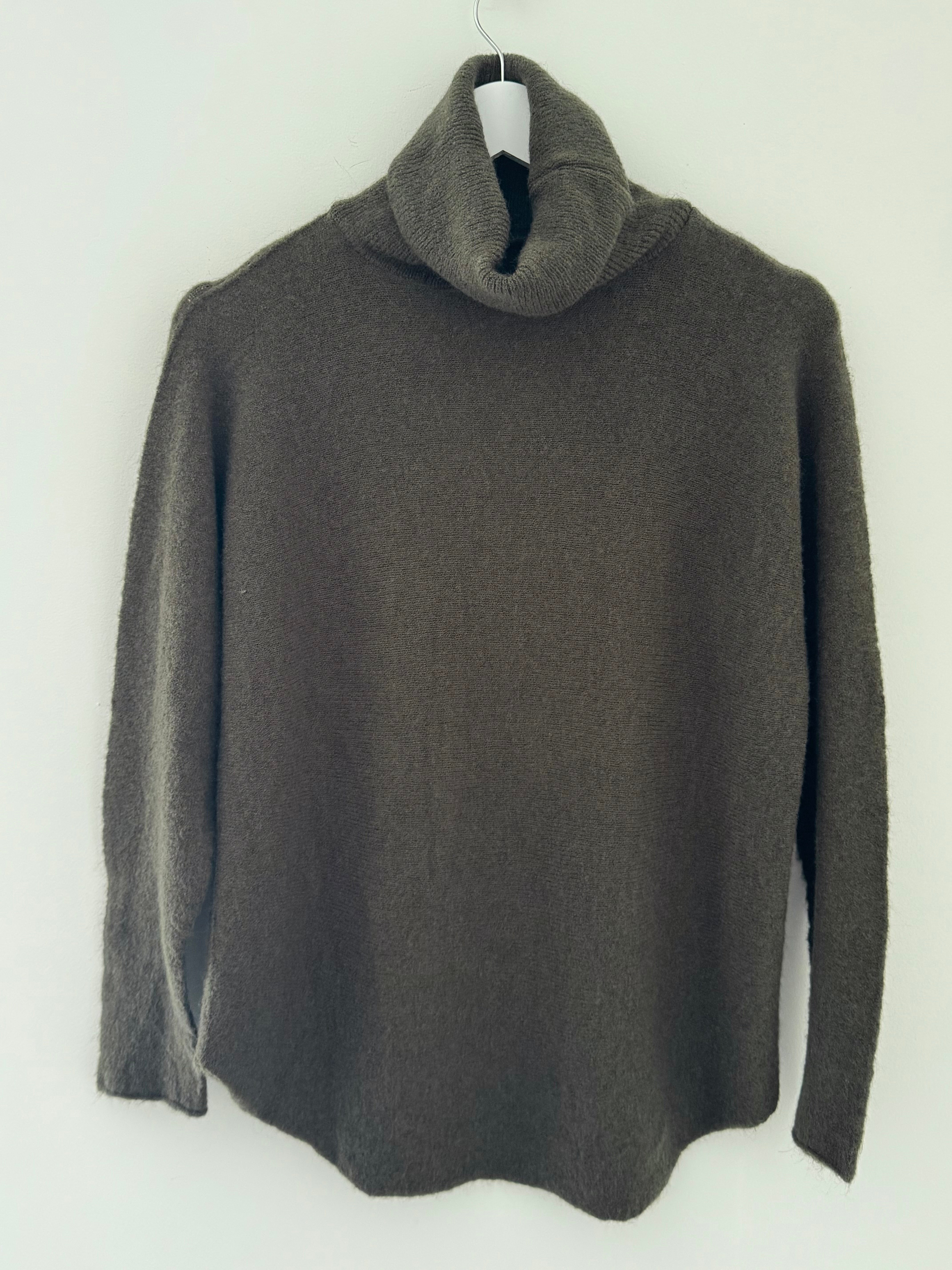 Simple Roll Neck Jumper in Khaki