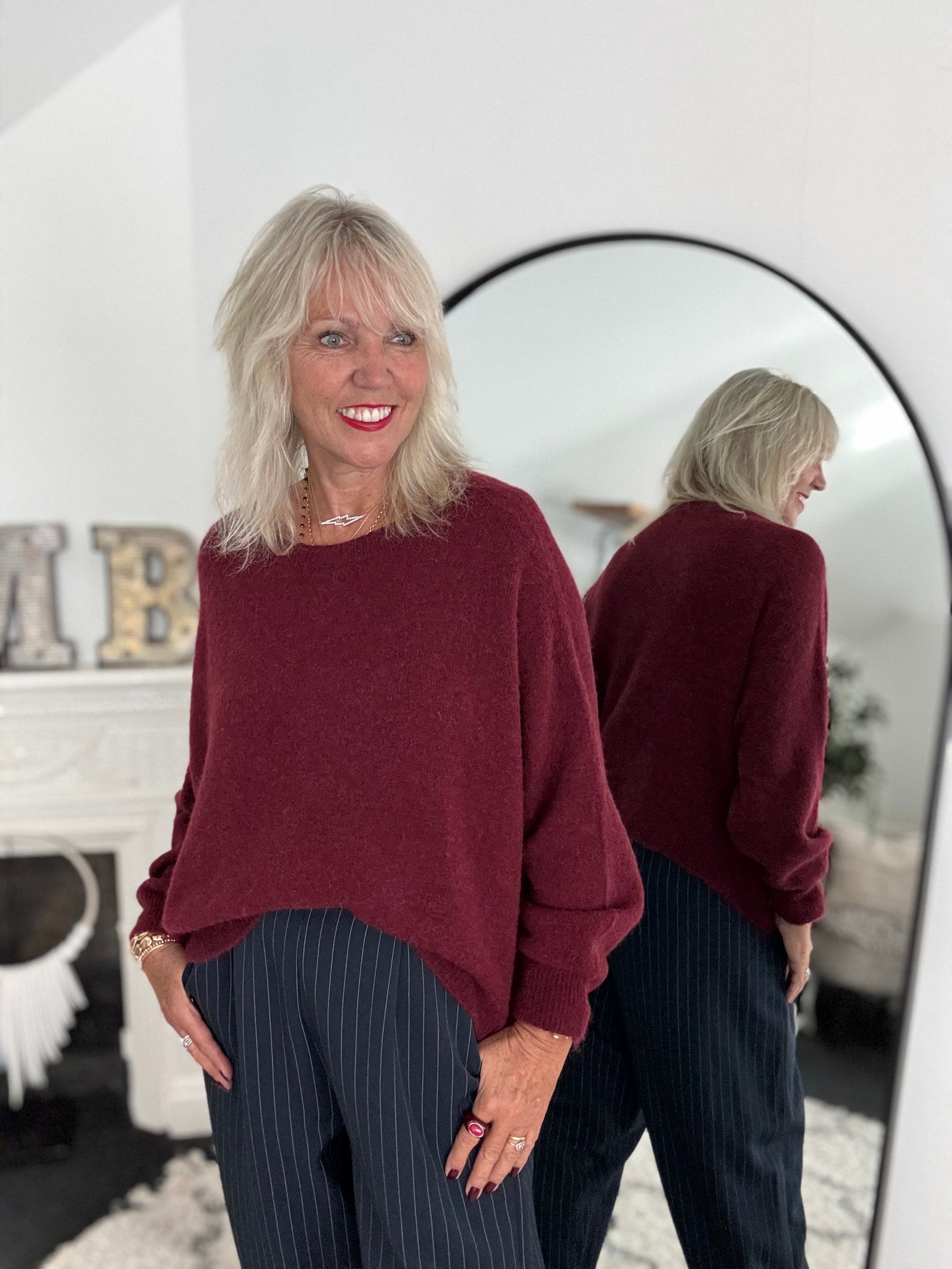 Luxe Slouchy Alpaca Jumper in Berry