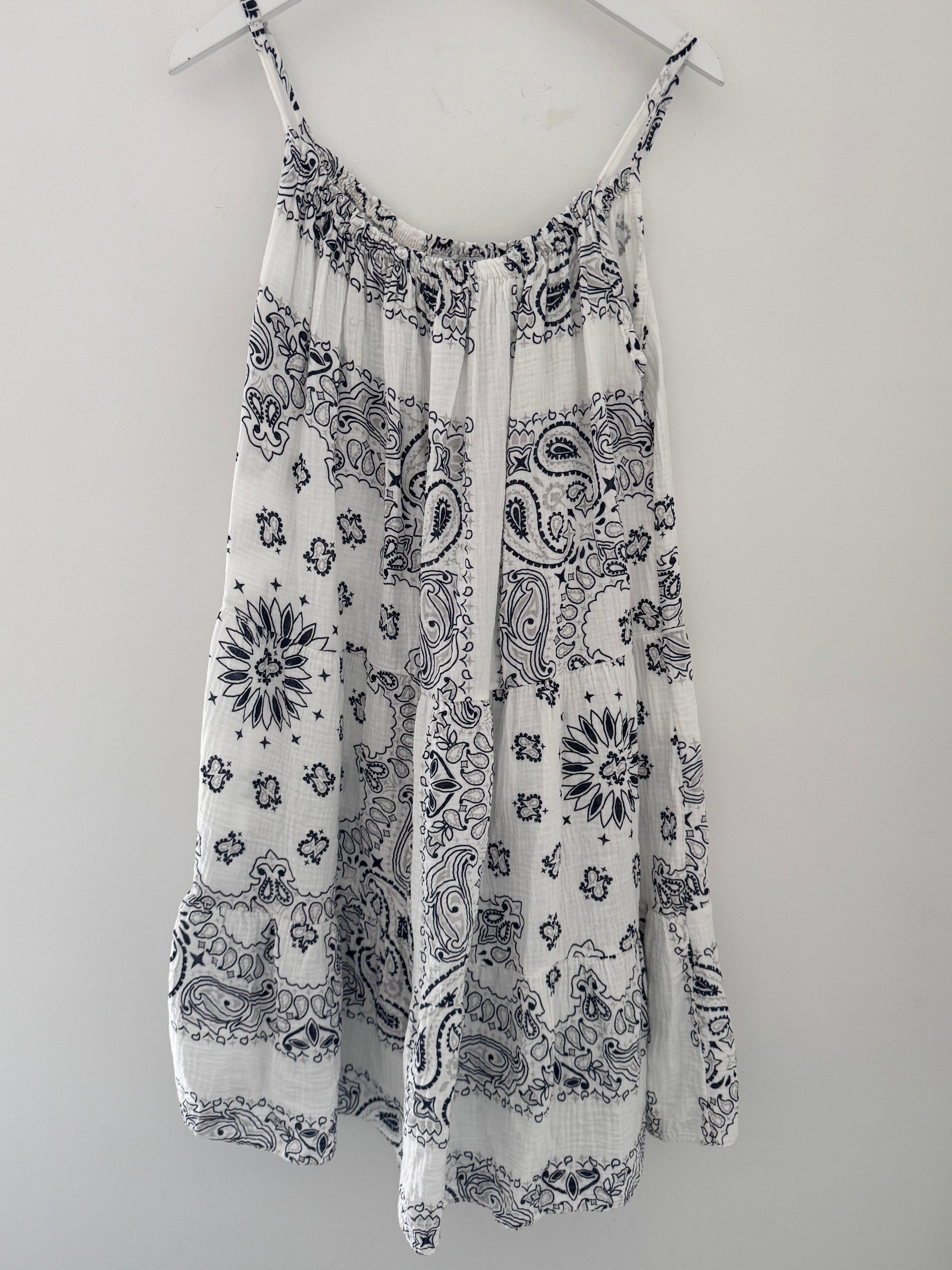 Paisley Cheesecloth Dress in White