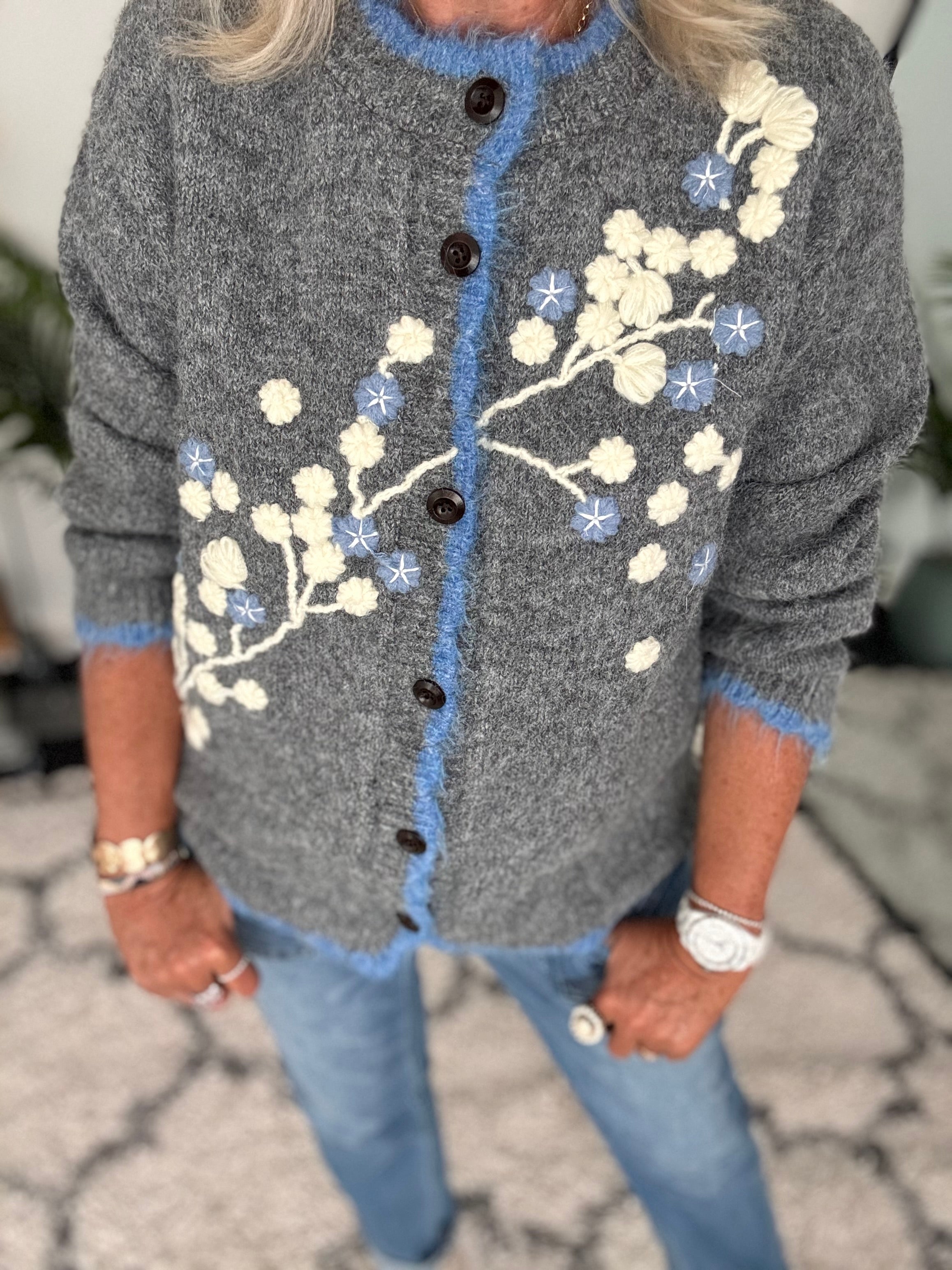 Soft Cardi with Embroidered Flowers