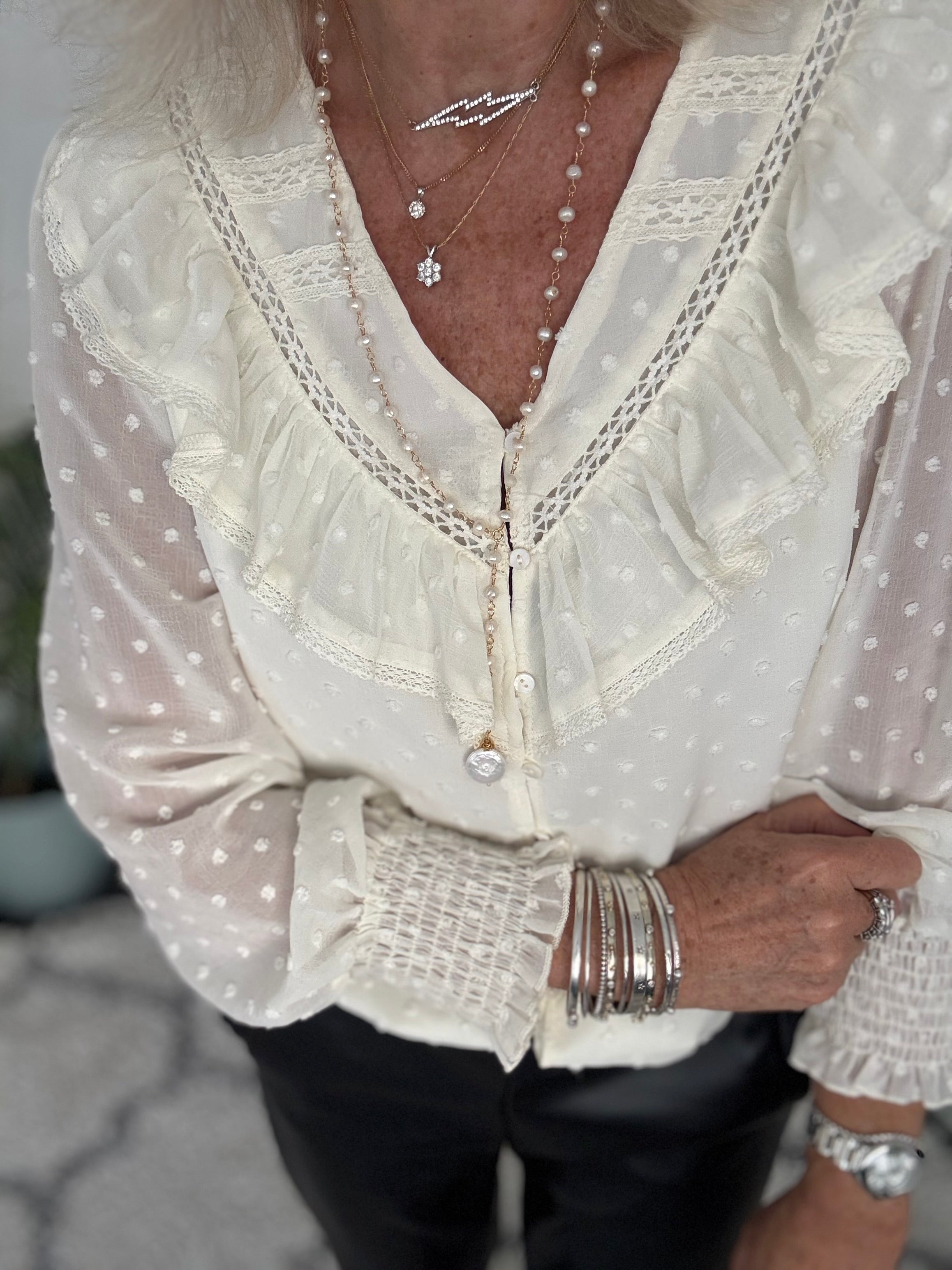 Ruffle & Dot Blouse in Ivory