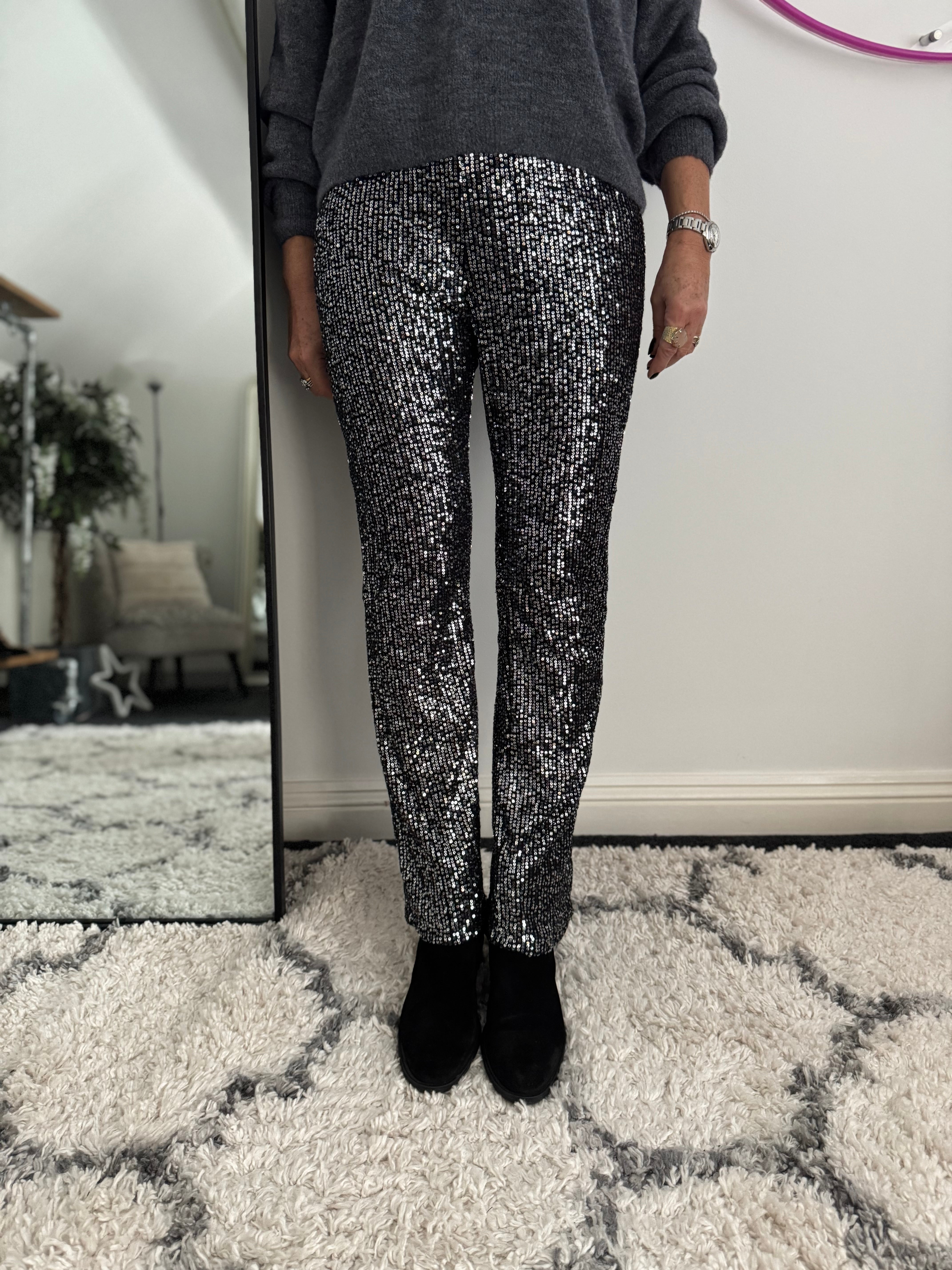 Slim Fit Sequin Trousers