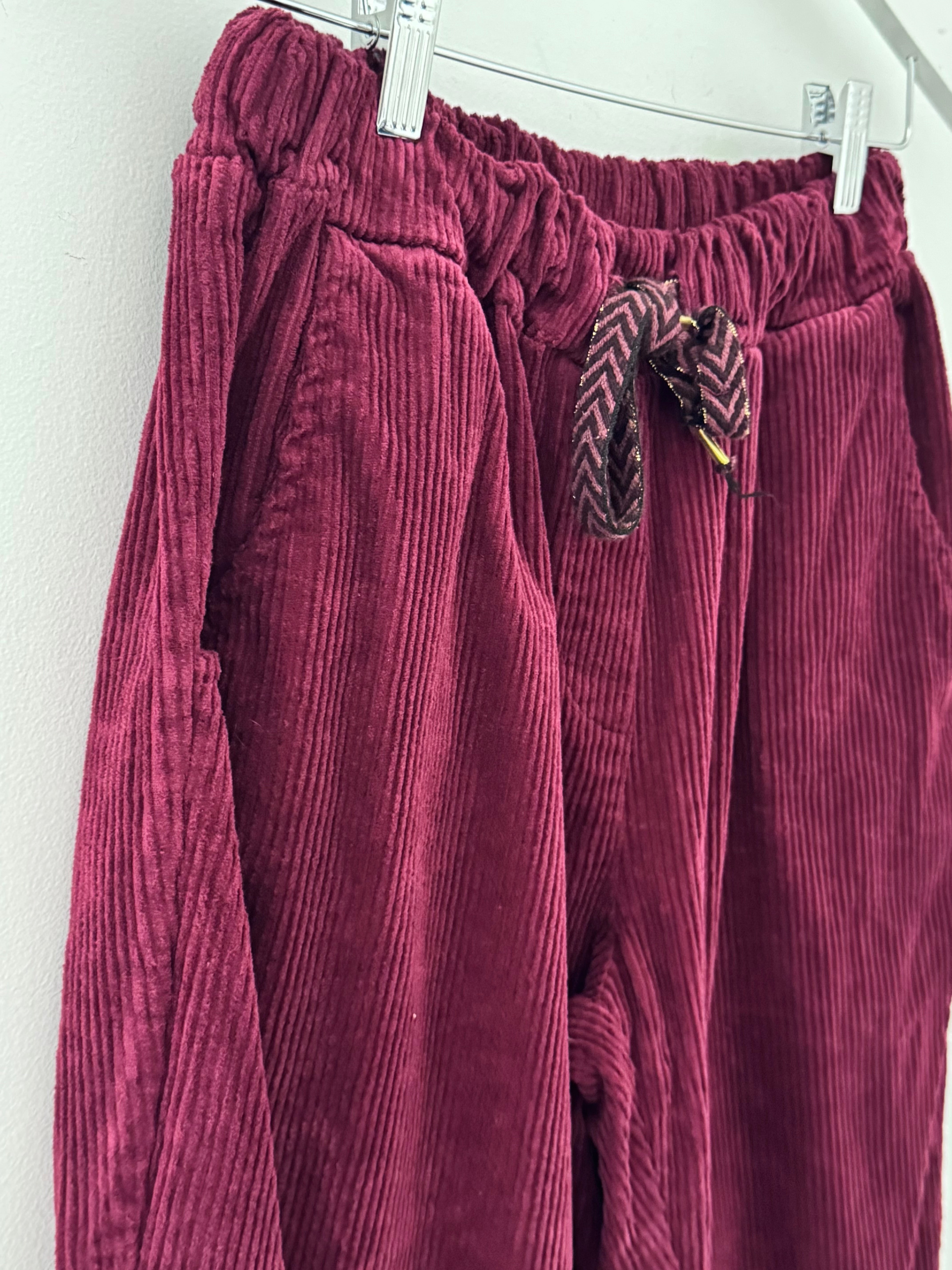 Luxe Cord Joggers in Berry