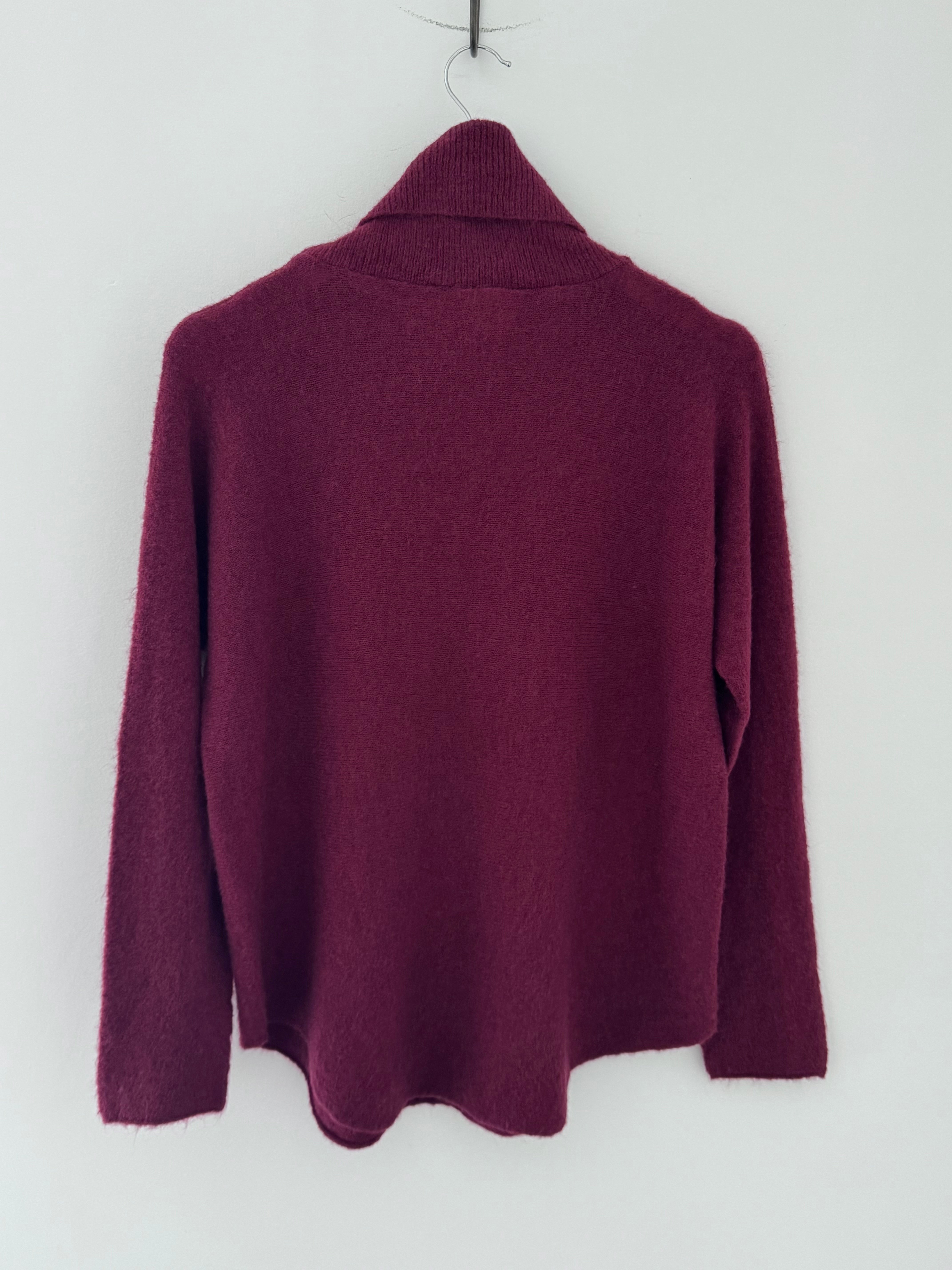 Simple Roll Neck Jumper in Wine
