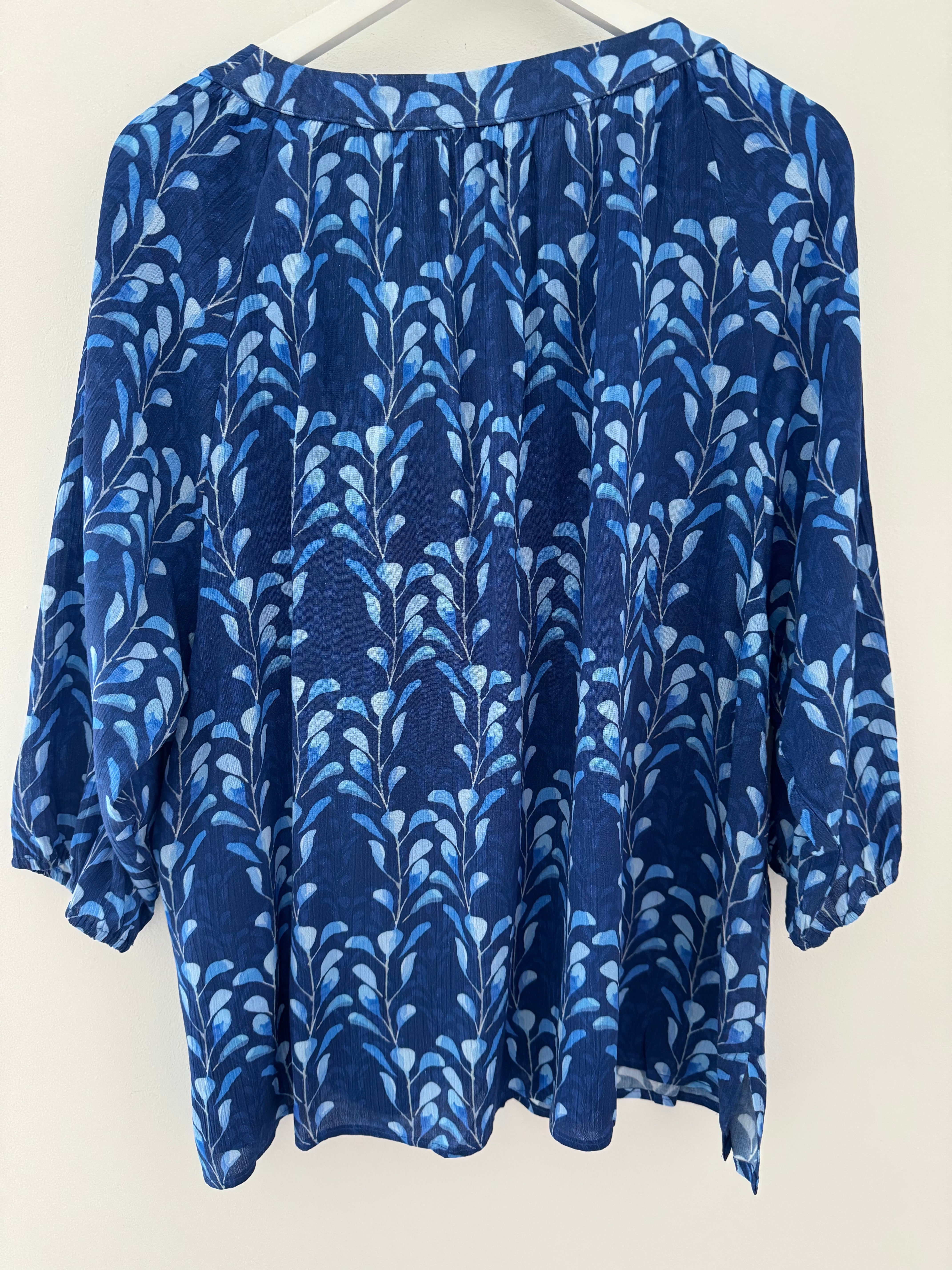 Leaf Print Blouse in Blue