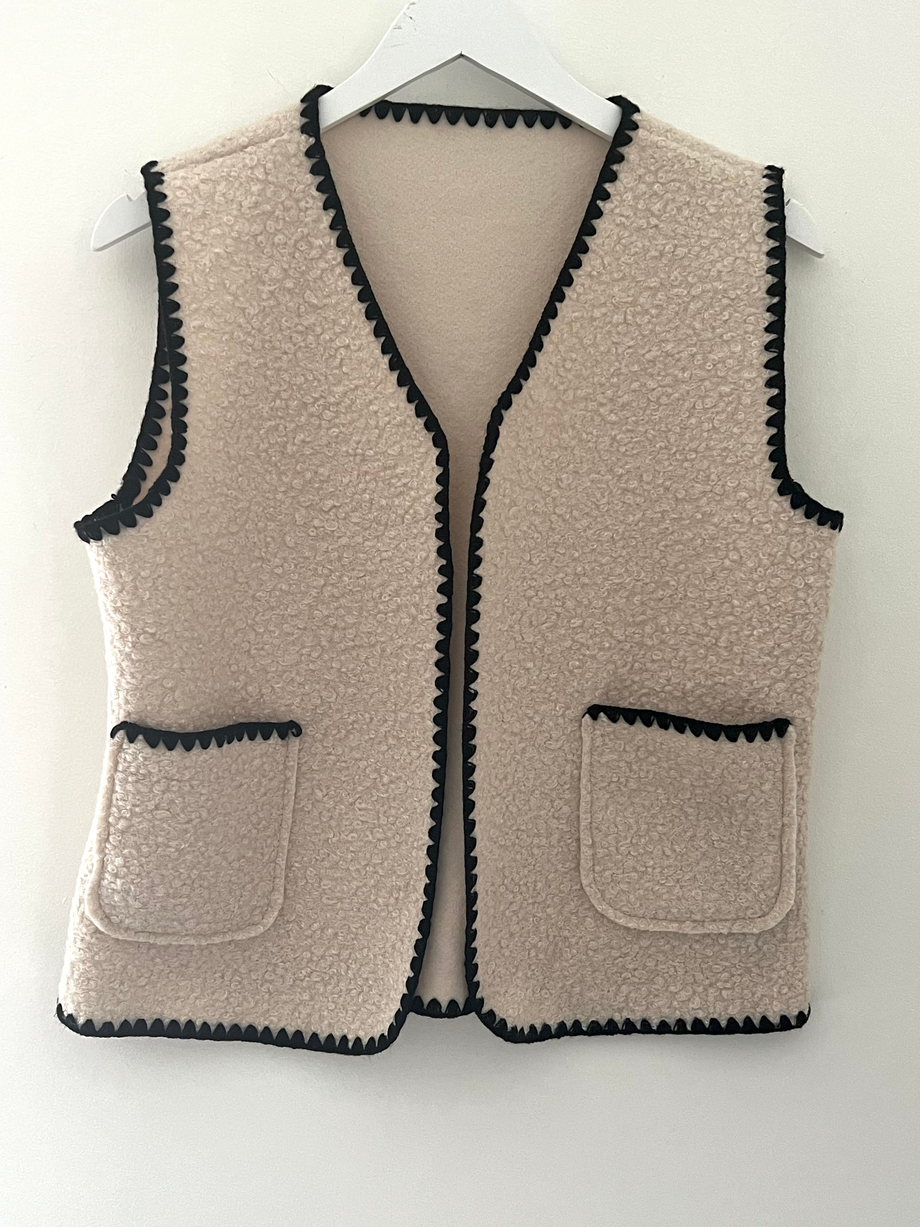 Boucle Waistcoat in Ivory & Black